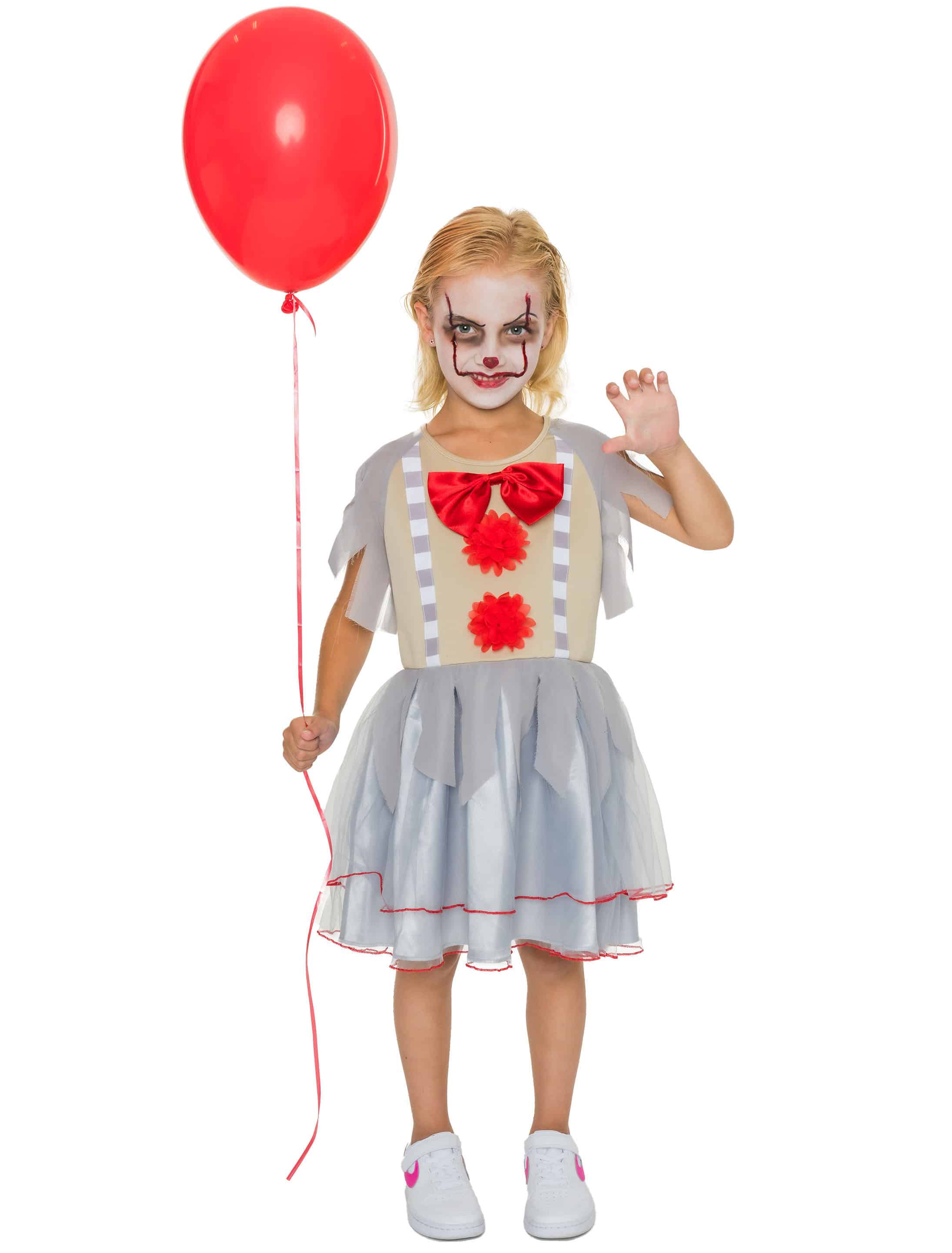 Kleid Clown mit Fliege Kinder grau 116