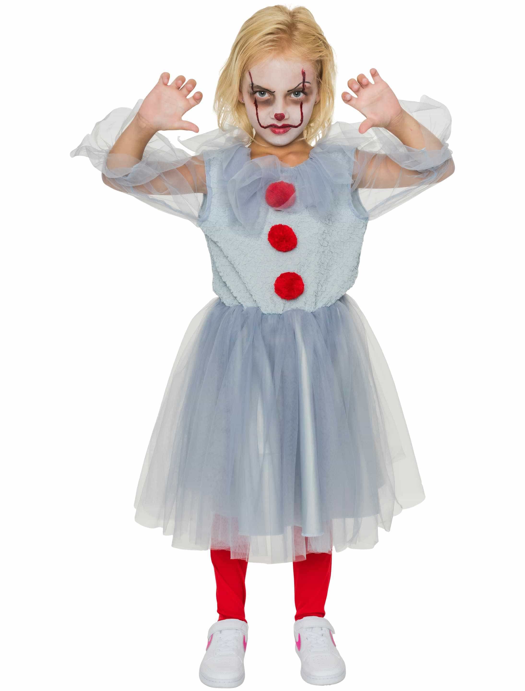 Kleid Horrorclown Kinder grau 104