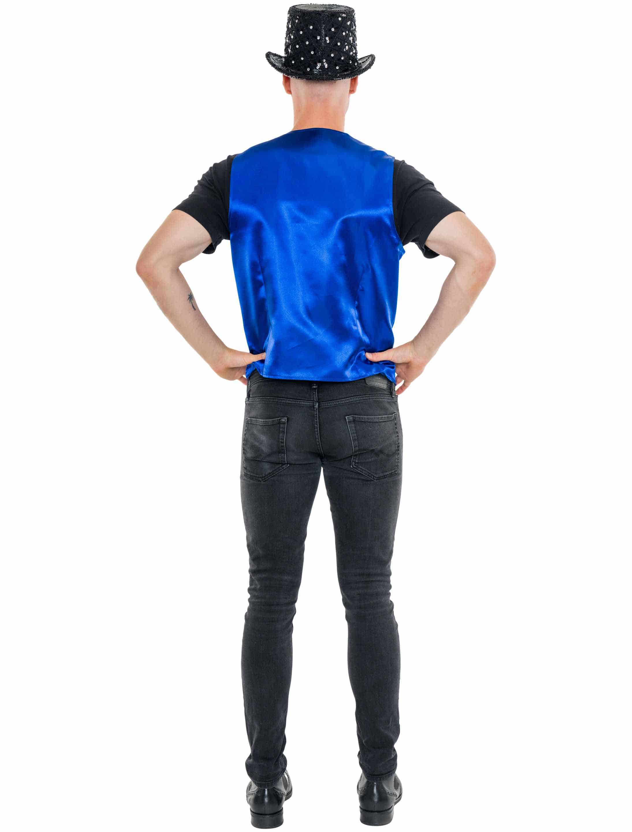 Weste Pailletten de luxe Herren blau S/M