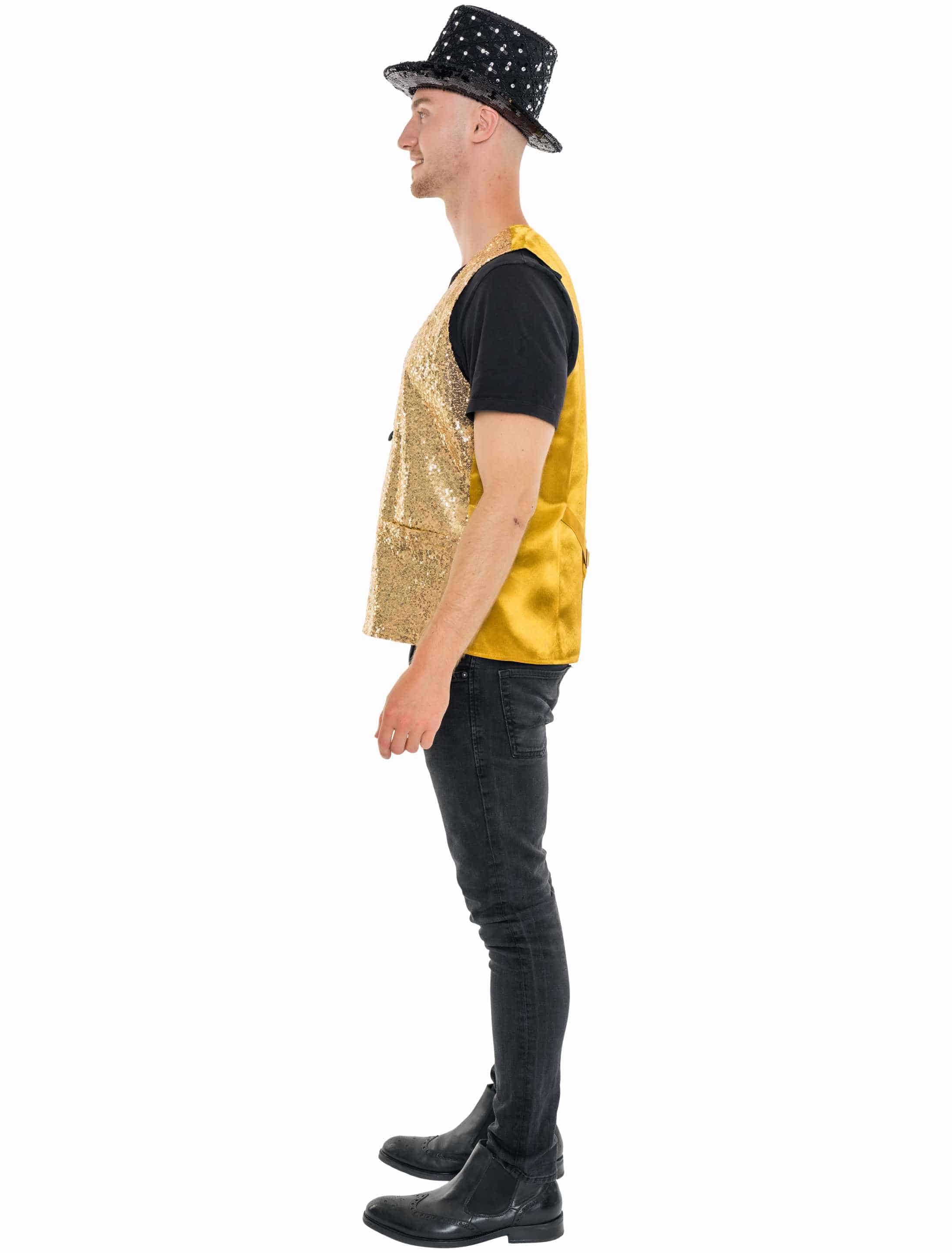 Weste Pailletten de luxe Herren gold S/M