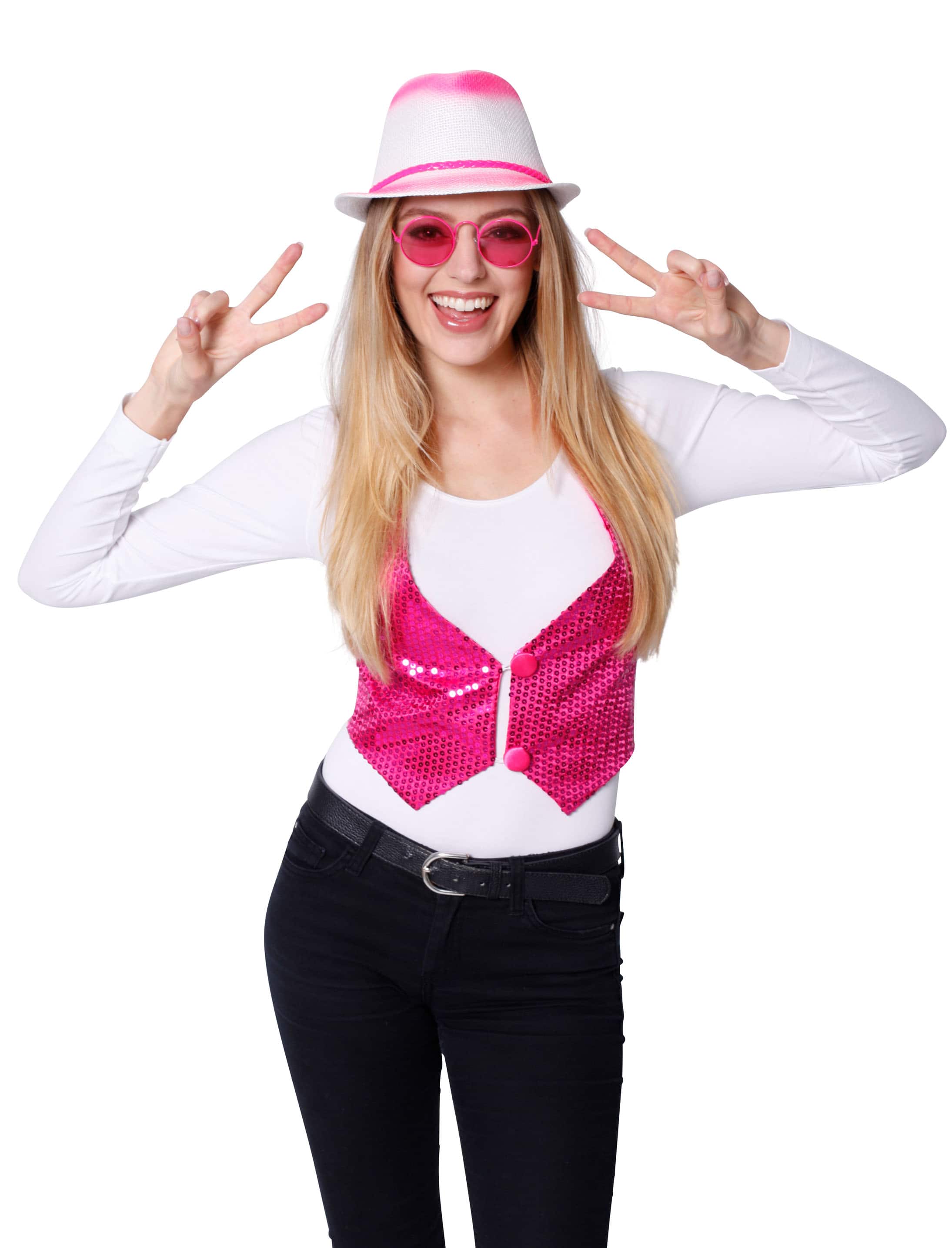 Paillettenweste zum Binden Damen pink one size