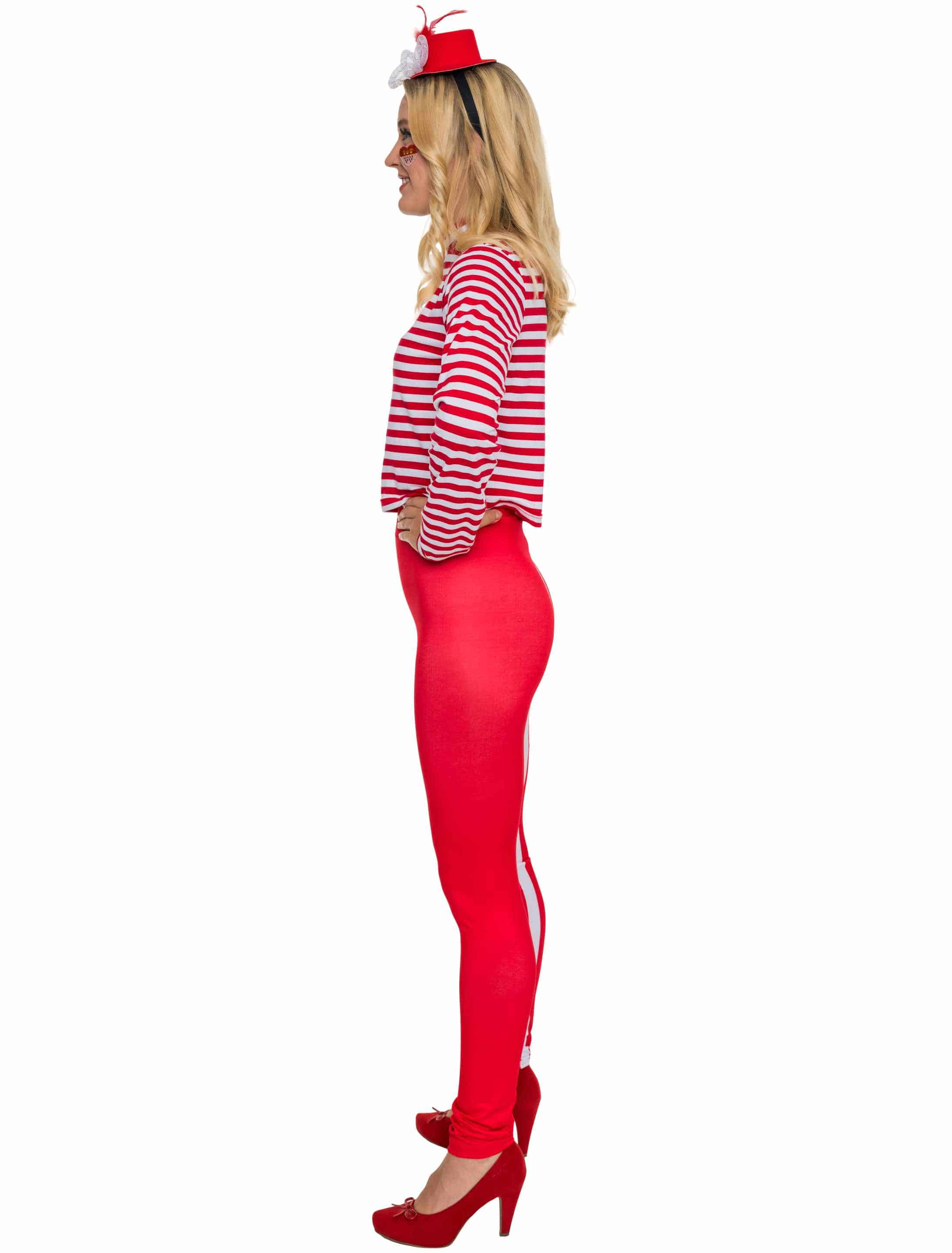 Leggings Damen rot/weiß S/M