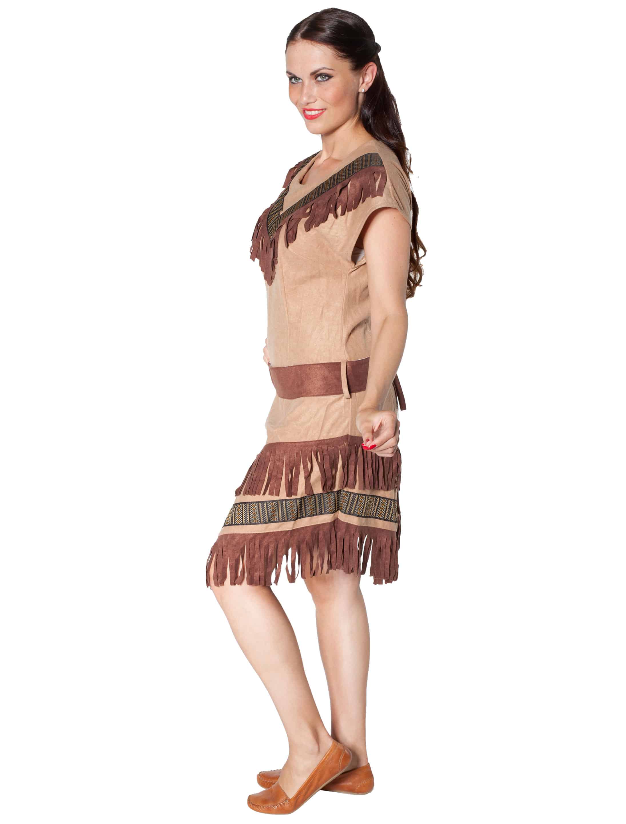 Kleid Indianerin mit Gürtel beige 52