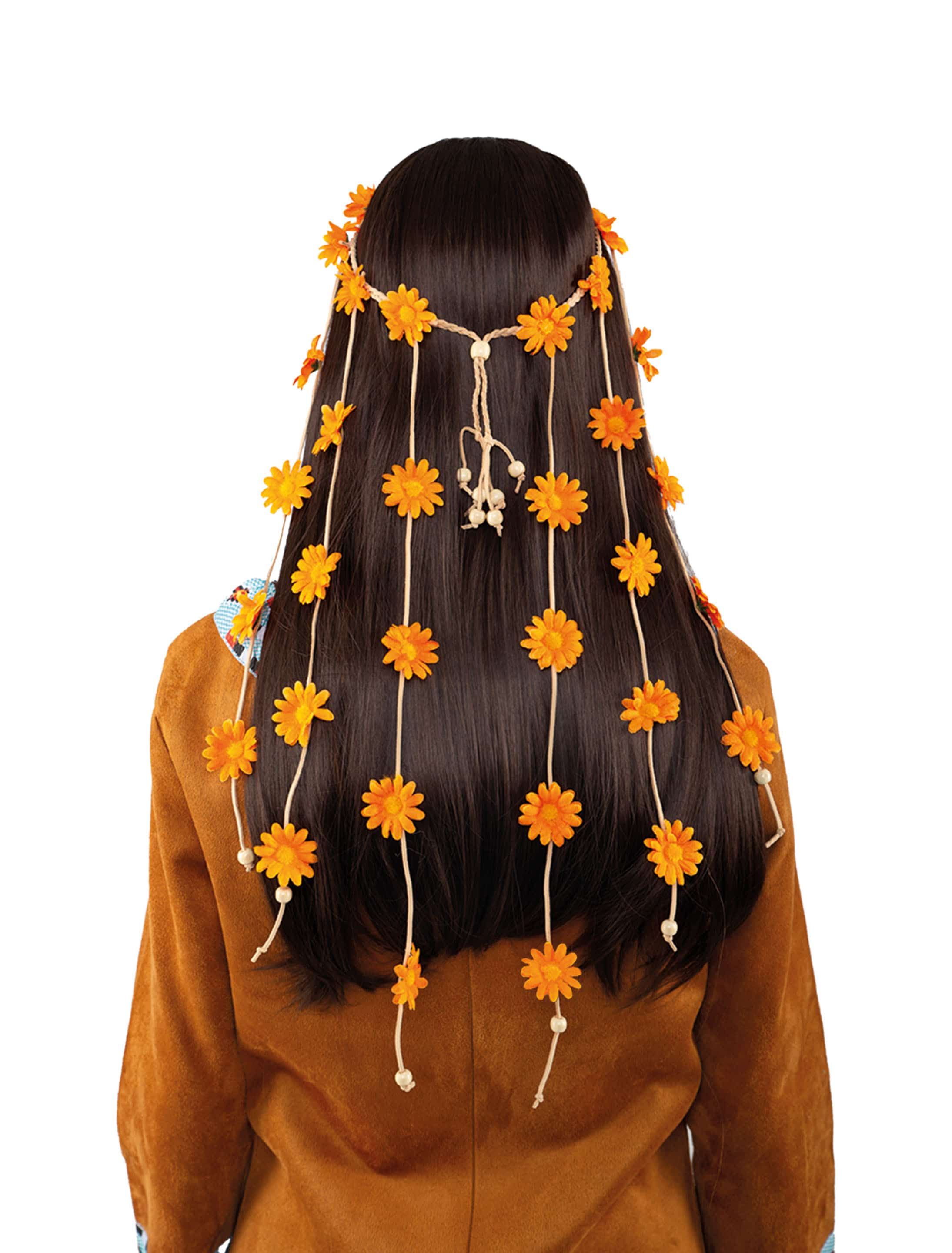 Haarband Boho mit Blumen orange