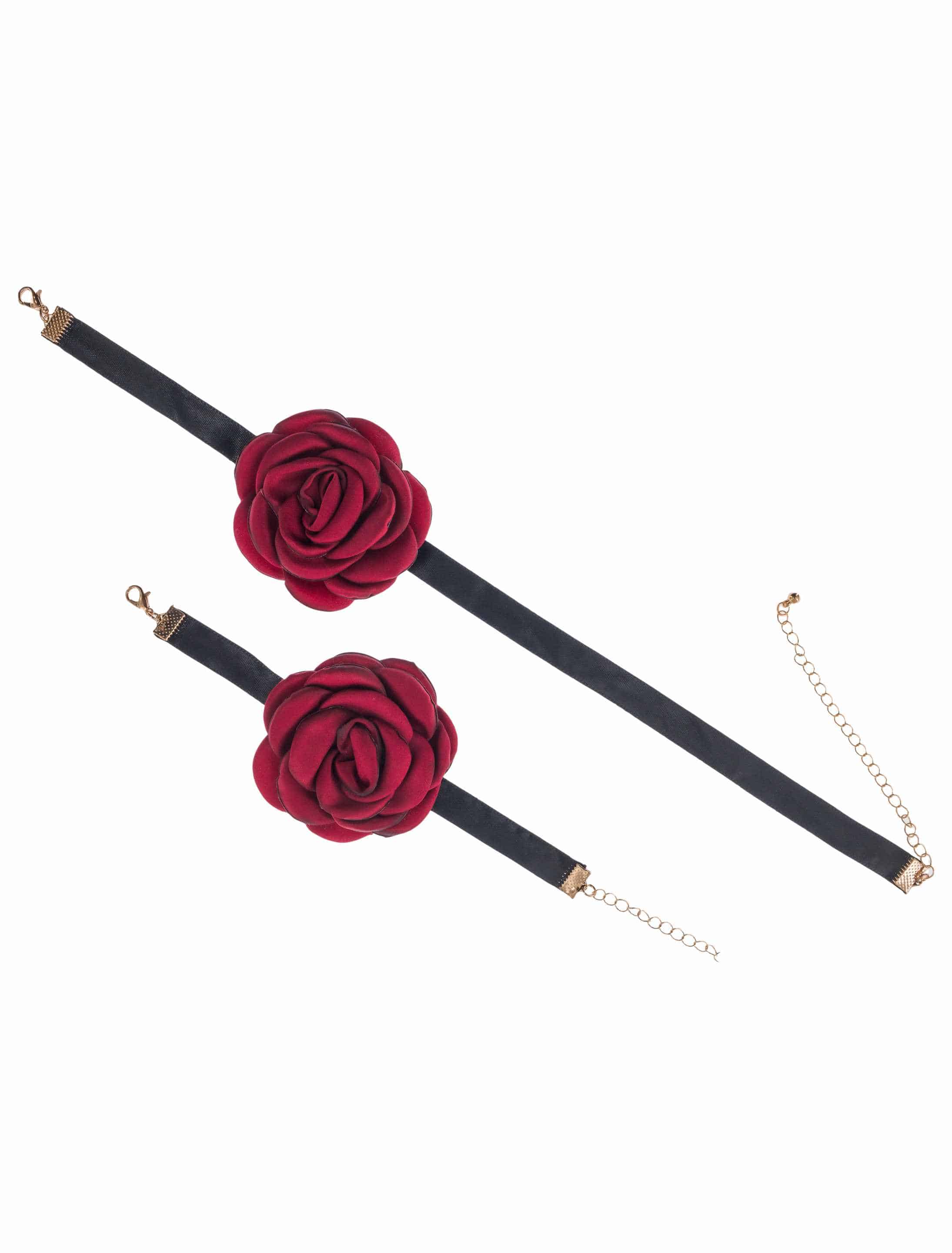 Schmuckset Rose 2-tlg. schwarz/rot