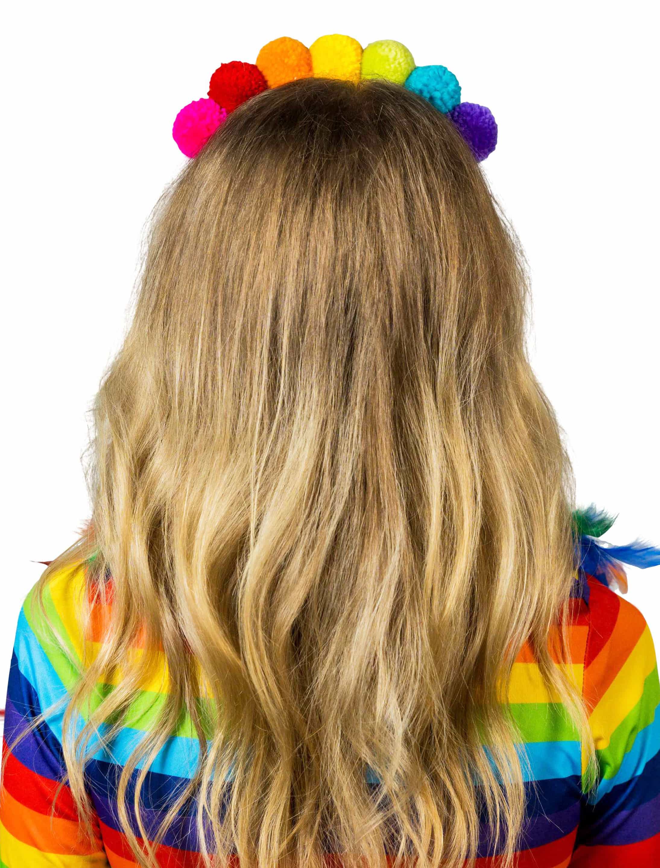 Haarreif mit Pompoms rainbow