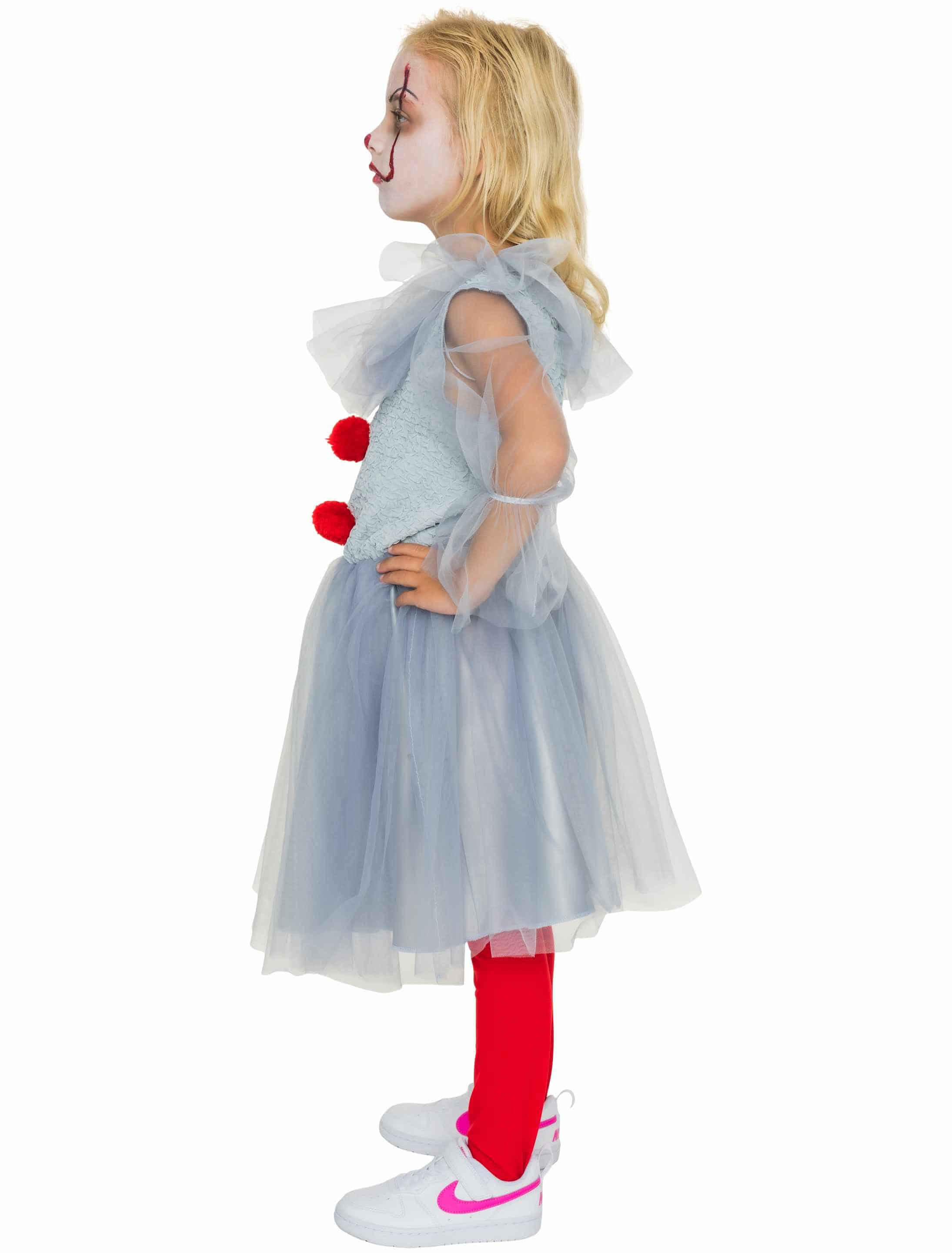 Kleid Horrorclown Kinder grau 104