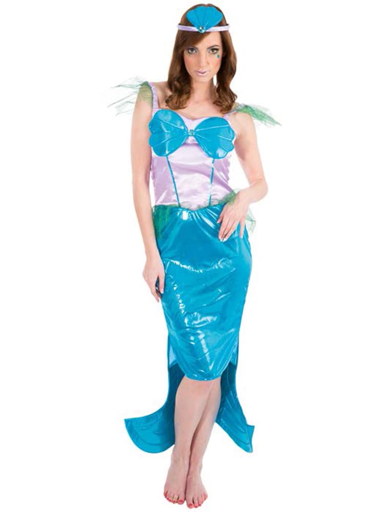 Kleid Meerjungfrau 2tlg. Damen lila/blau S