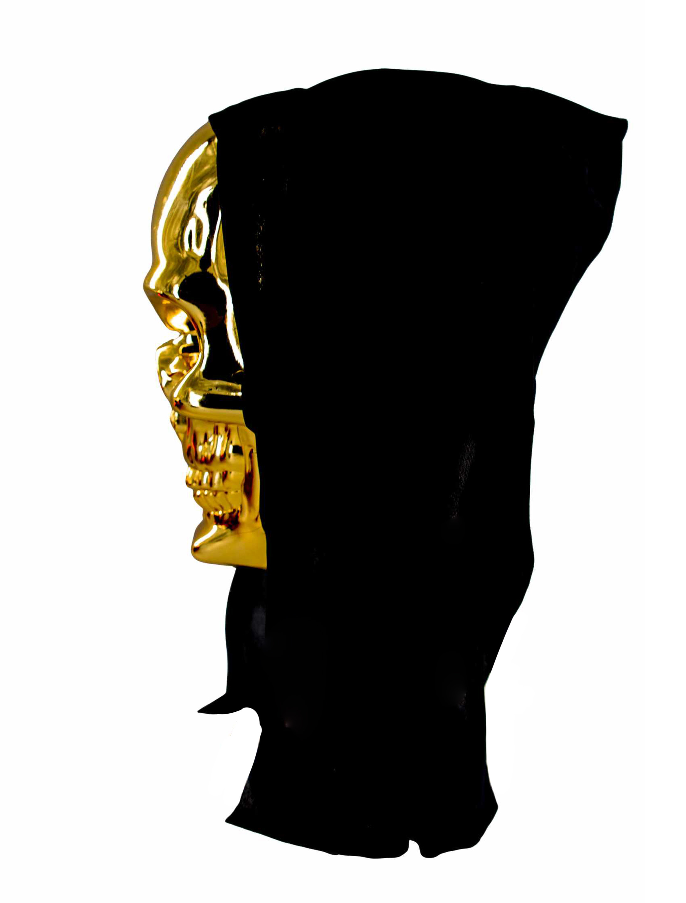 Maske Totenkopf mit Haube gold