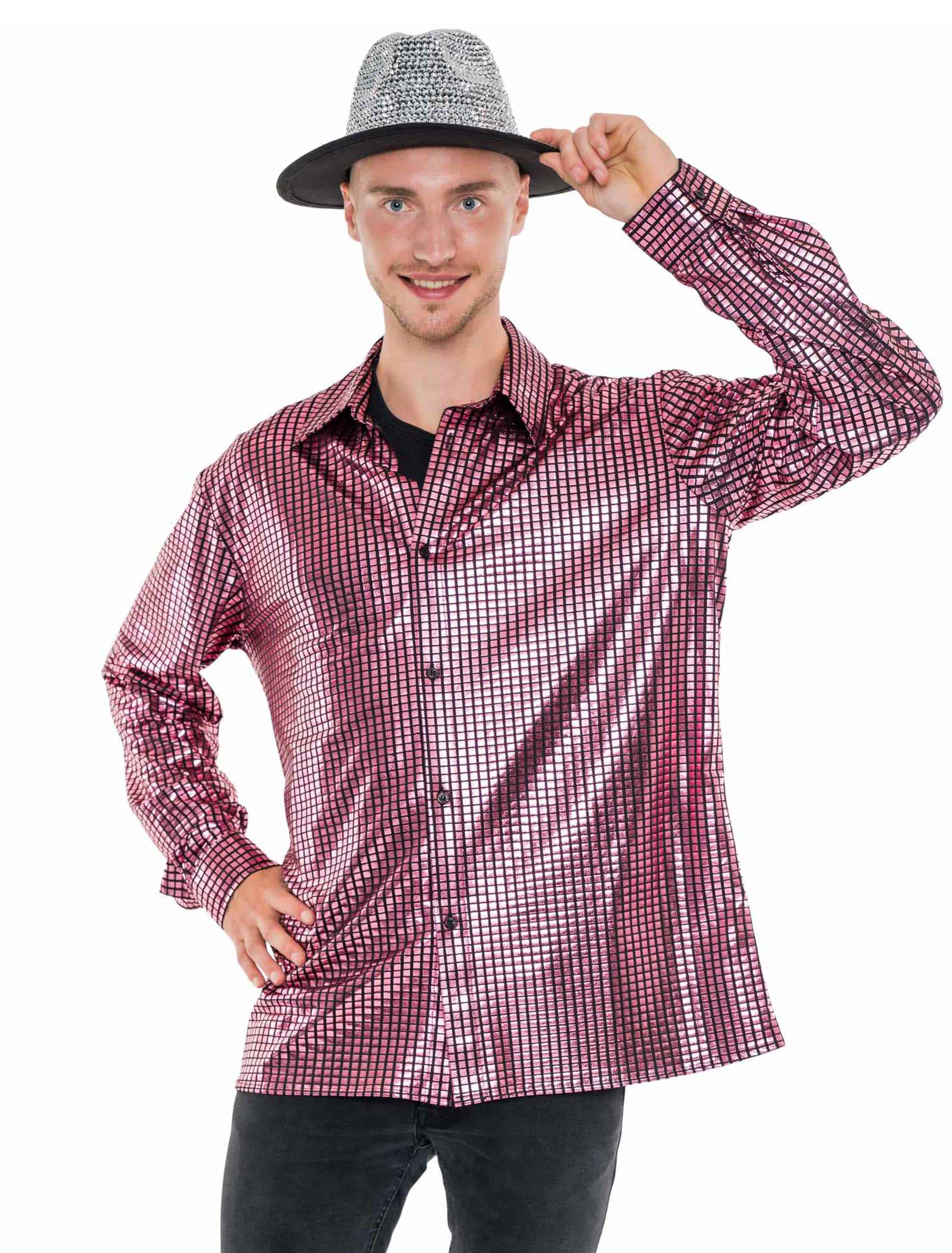 Hemd metallic Herren pink 5XL