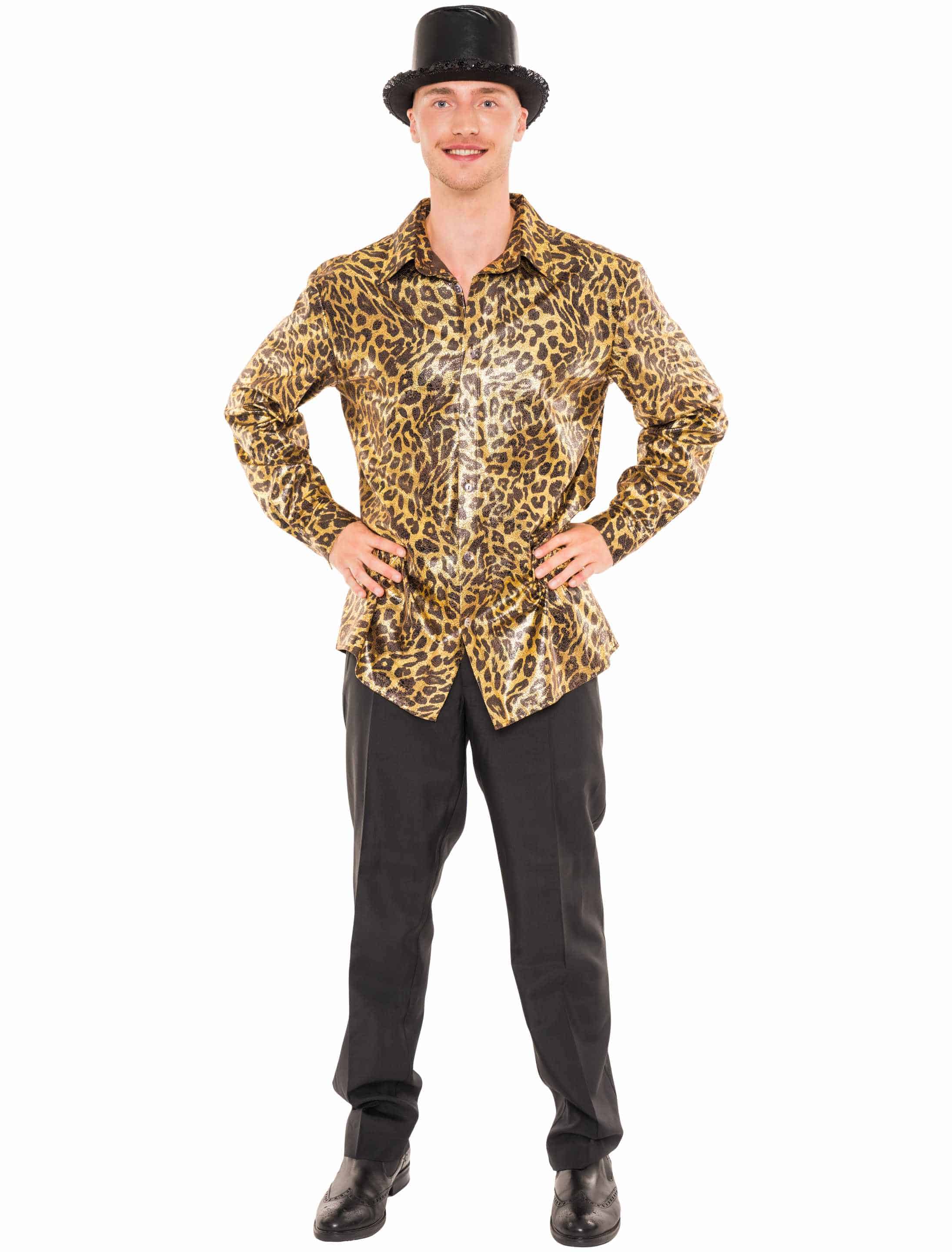 Hemd Leopard Herren beige/braun 2XL/3XL