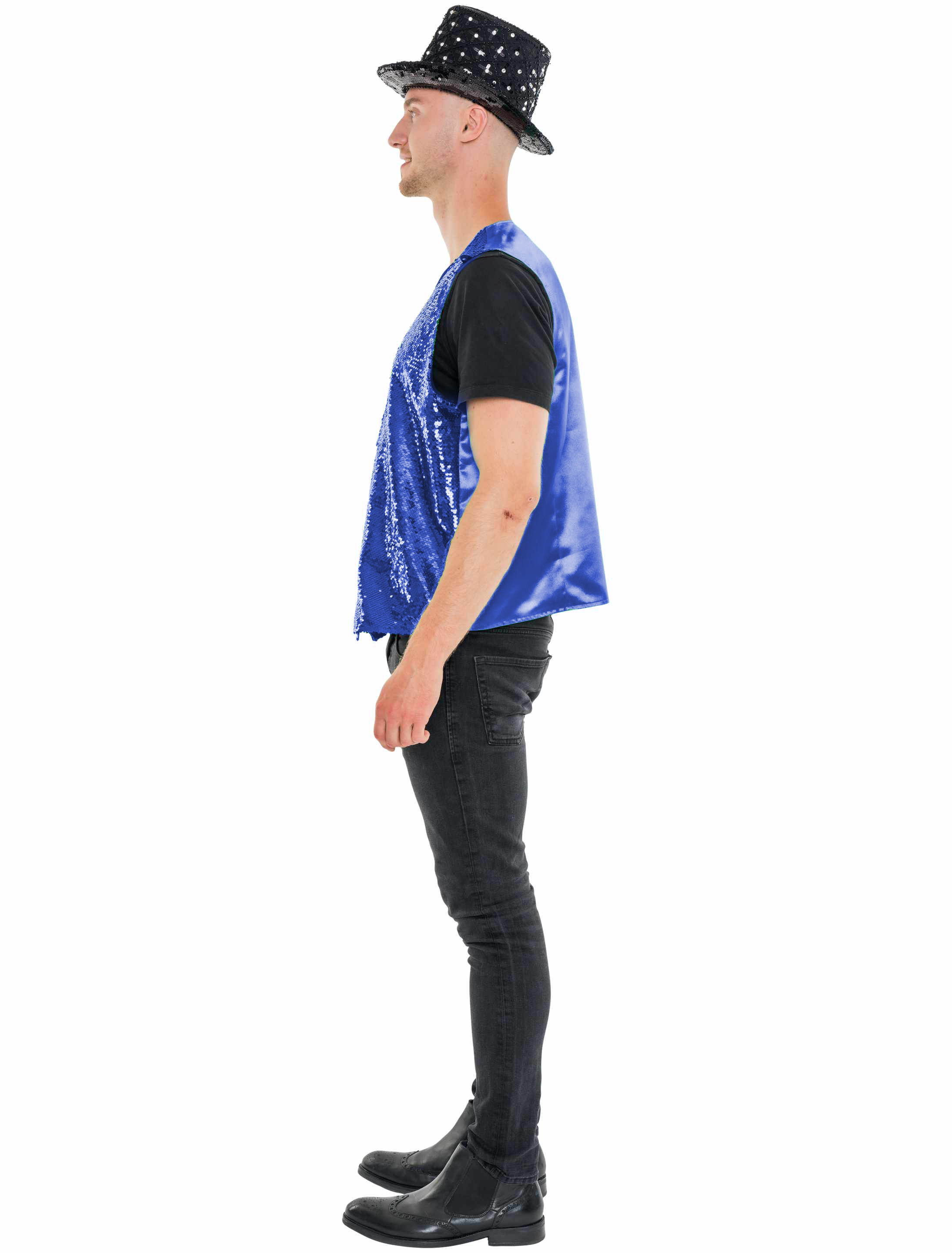 Paillettenweste Herren blau S/M