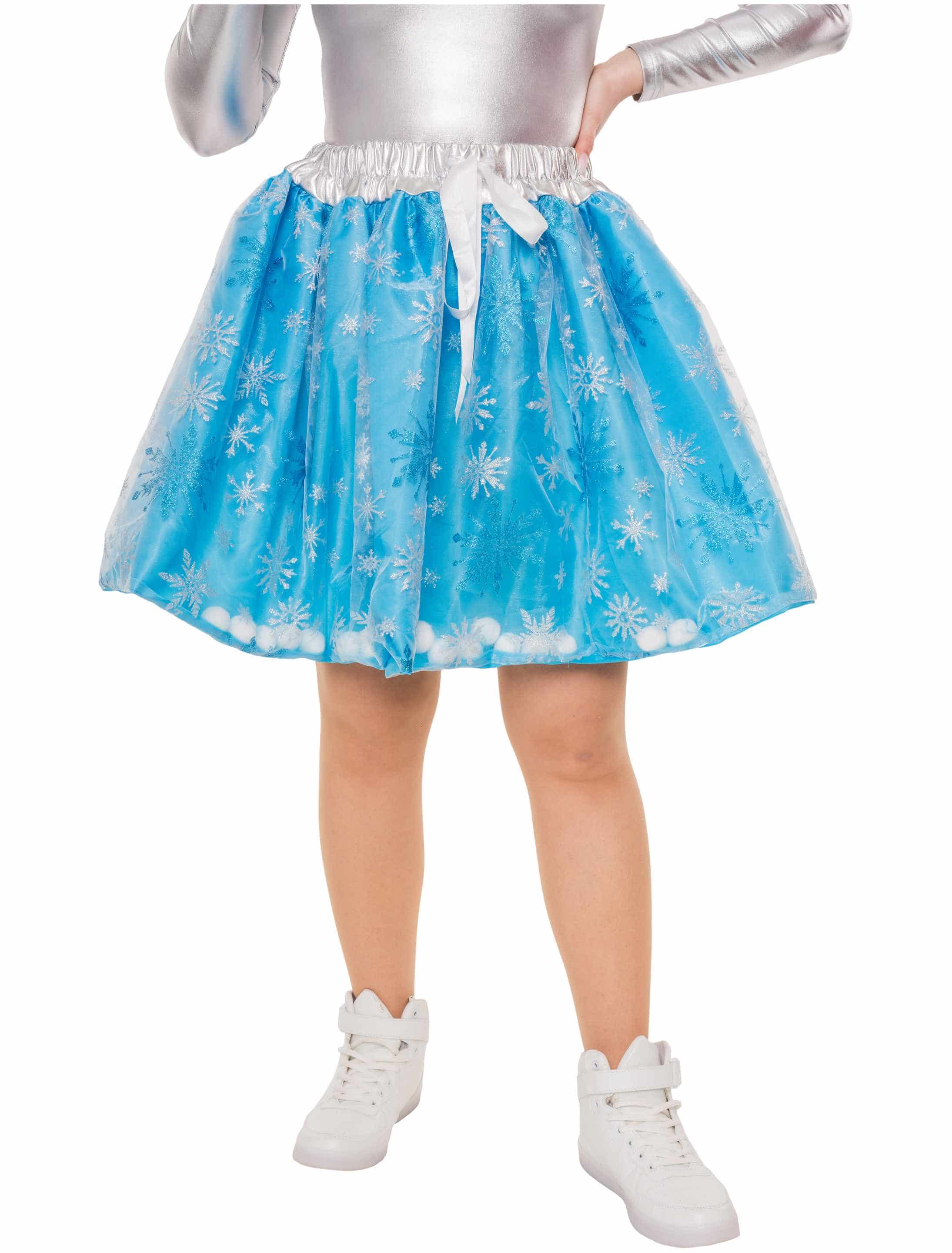 Petticoat blau mit Schneeflocken Damen weiß/blau one size