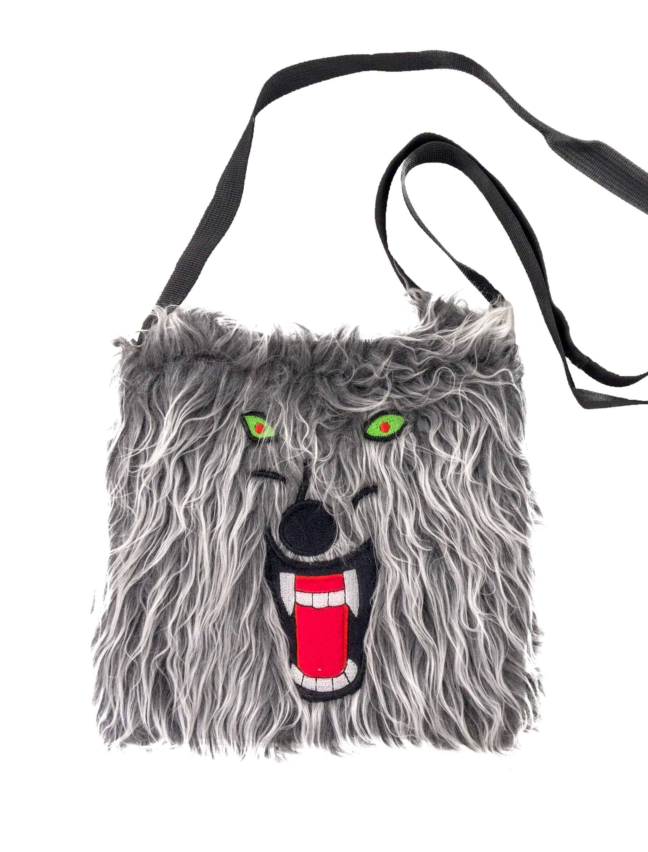 Tasche Wolfskopf Plüsch grau