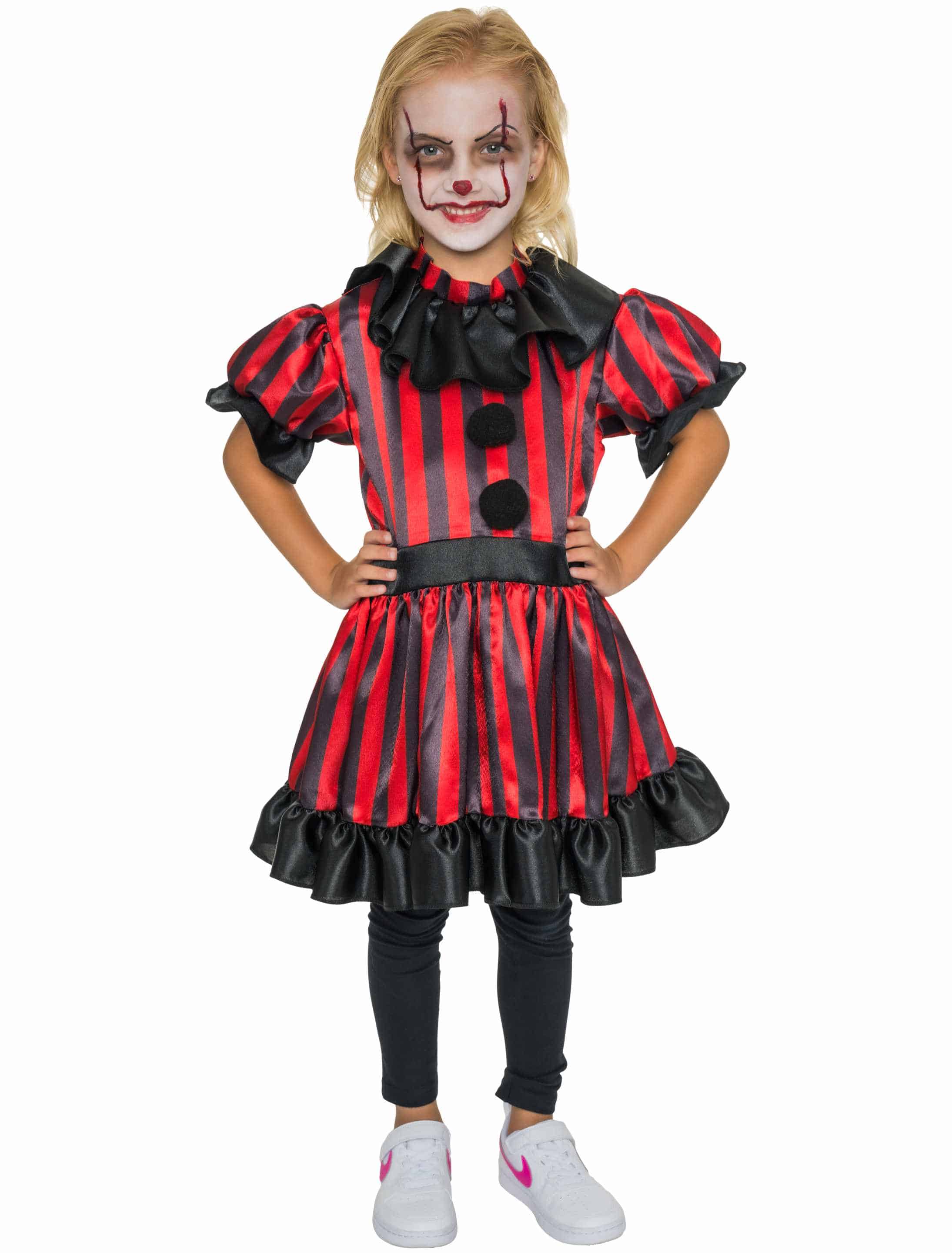 Kleid Gruselclown Kinder rot/schwarz 116