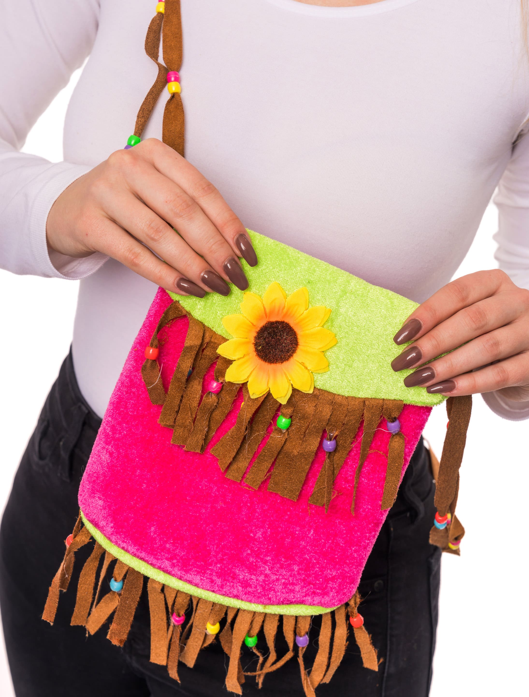 Tasche Hippie mit Fransen bunt