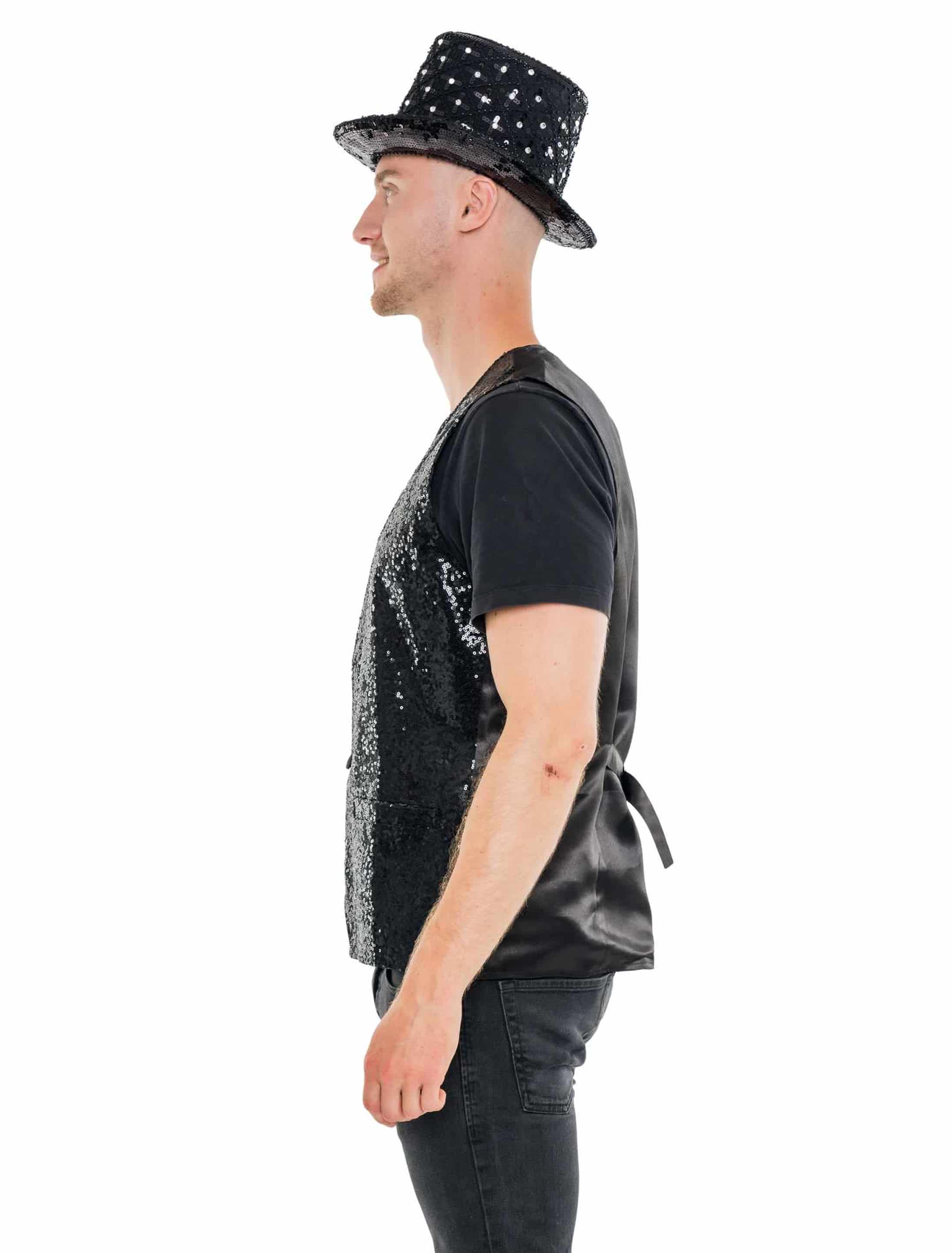 Paillettenweste Herren schwarz S/M