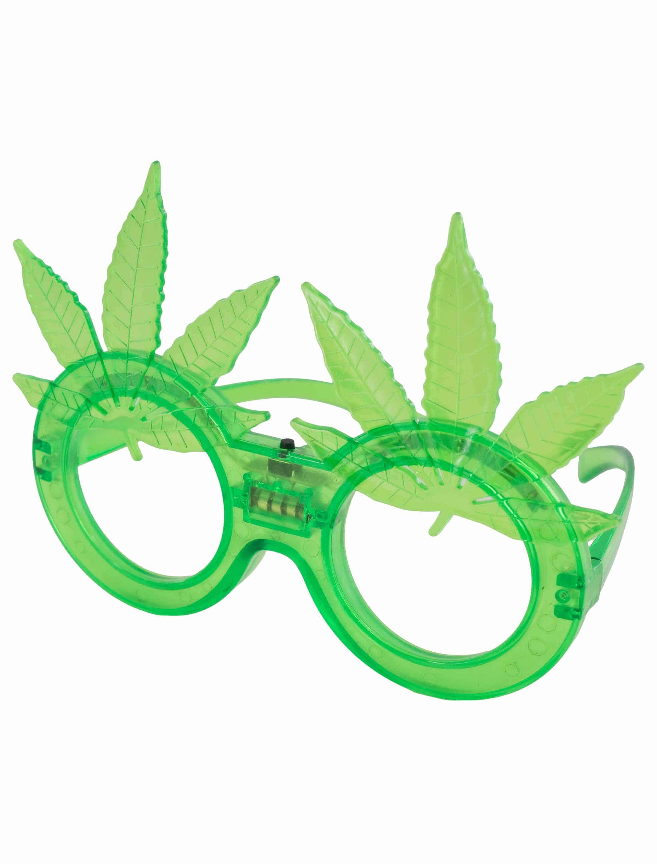 LED Brille Cannabis neongrün