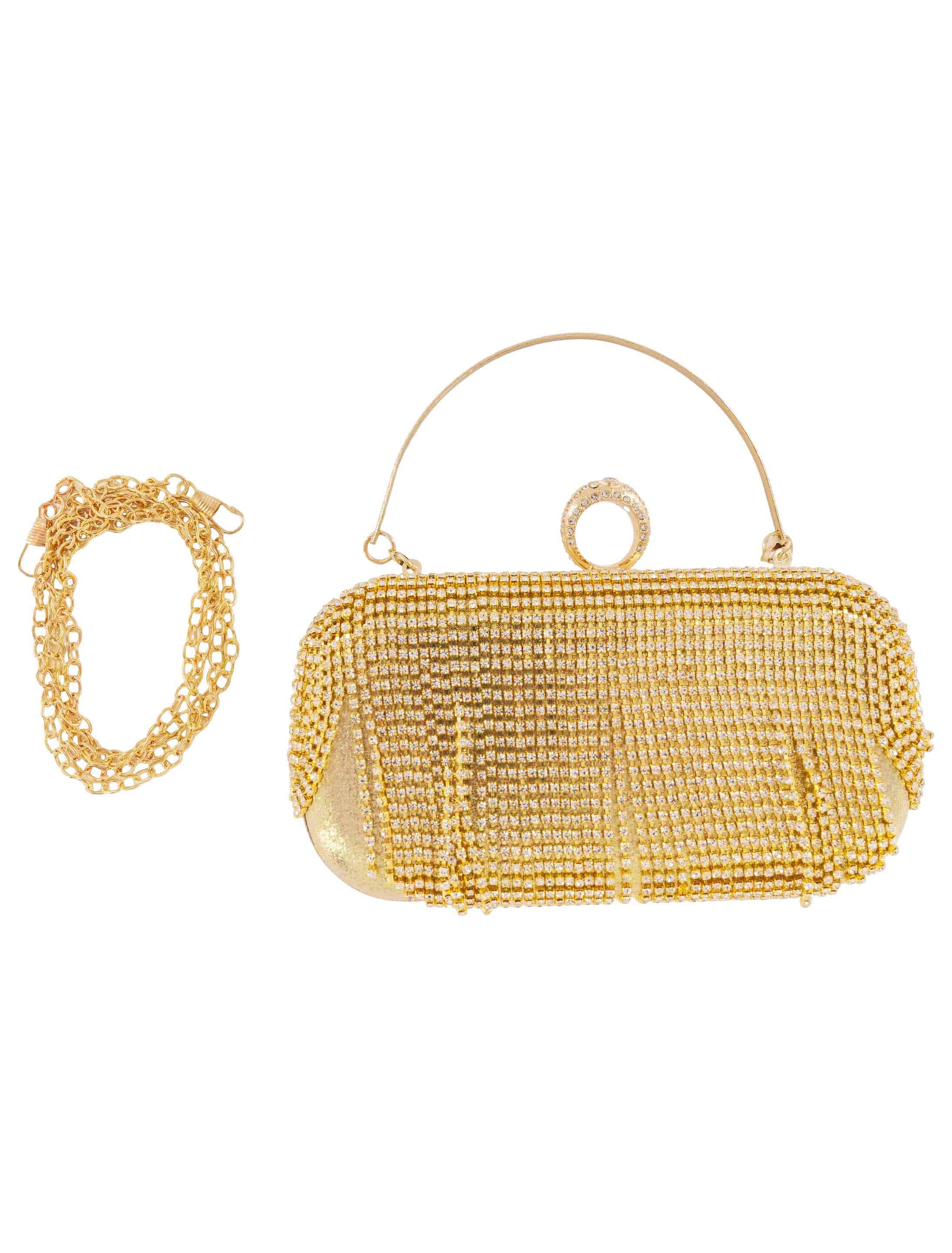 Handtasche mit Strasssteinen Damen gold