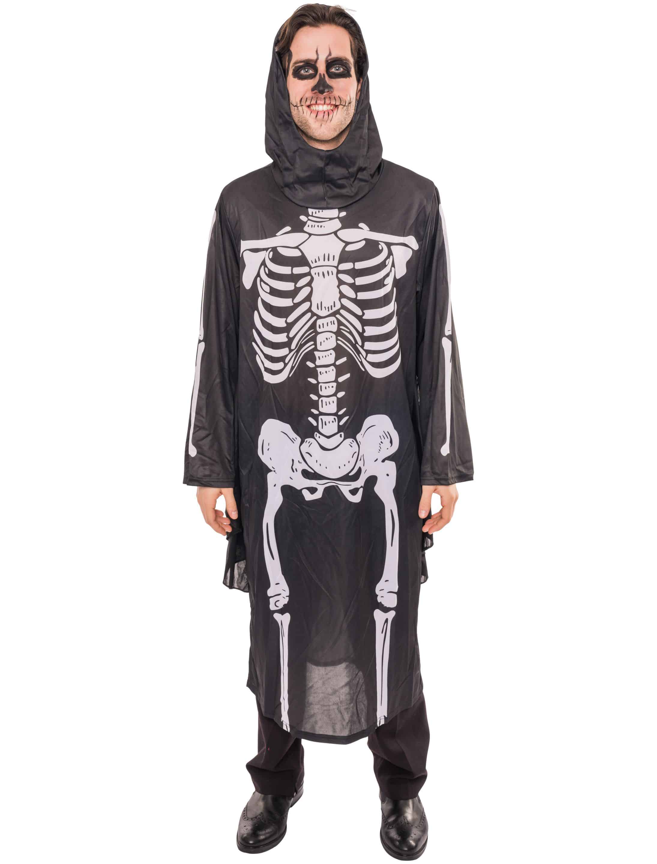 Kleid mit Skelett Herren schwarz one size
