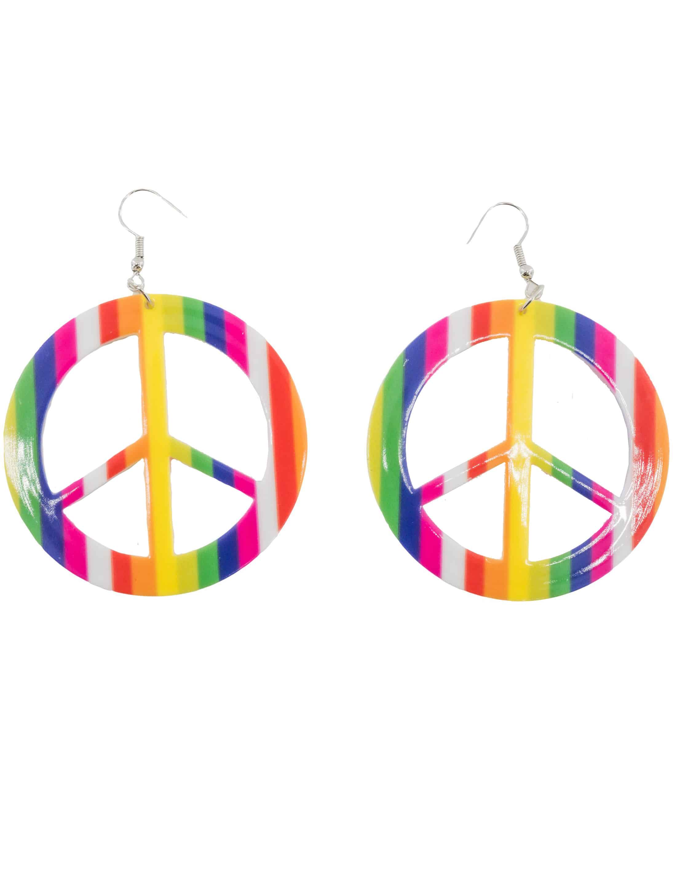 Ohrringe mit Peace Zeichen rainbow