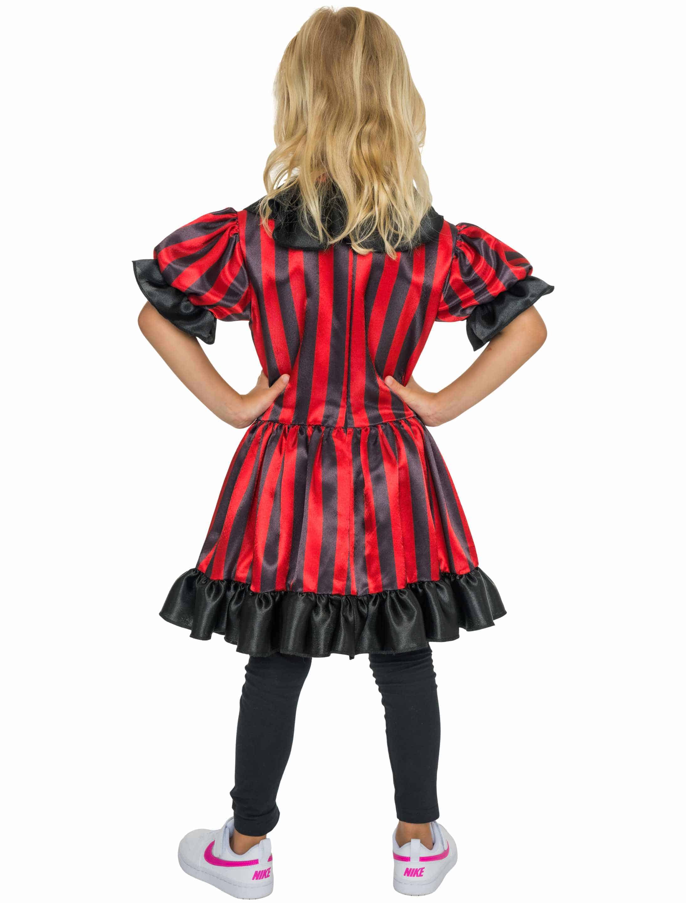 Kleid Gruselclown Kinder rot/schwarz 140