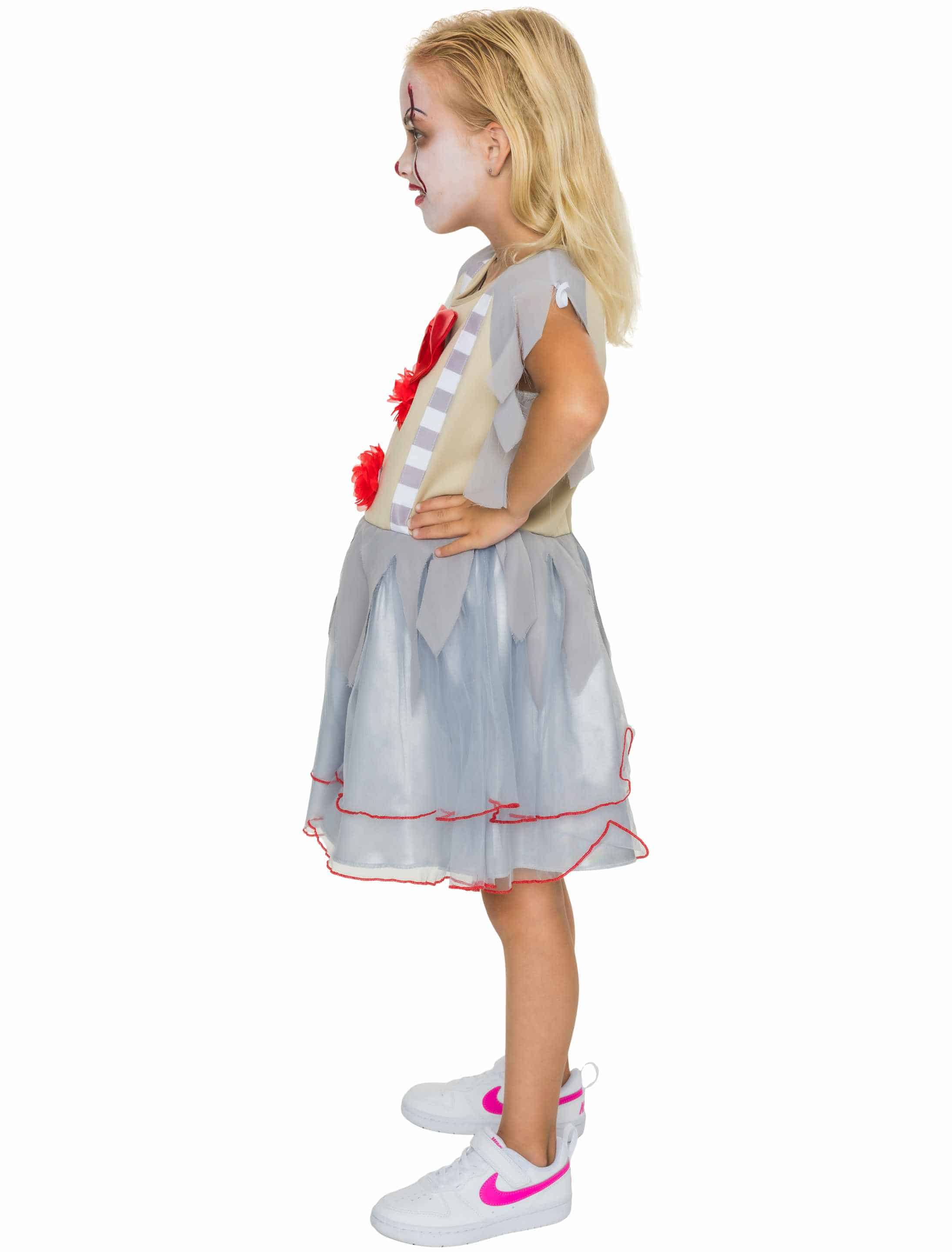 Kleid Clown mit Fliege Kinder grau 140