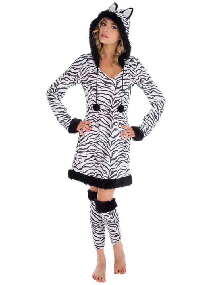 Kleid Zebra 2 tlg. Animal print schwarz/weiß XS