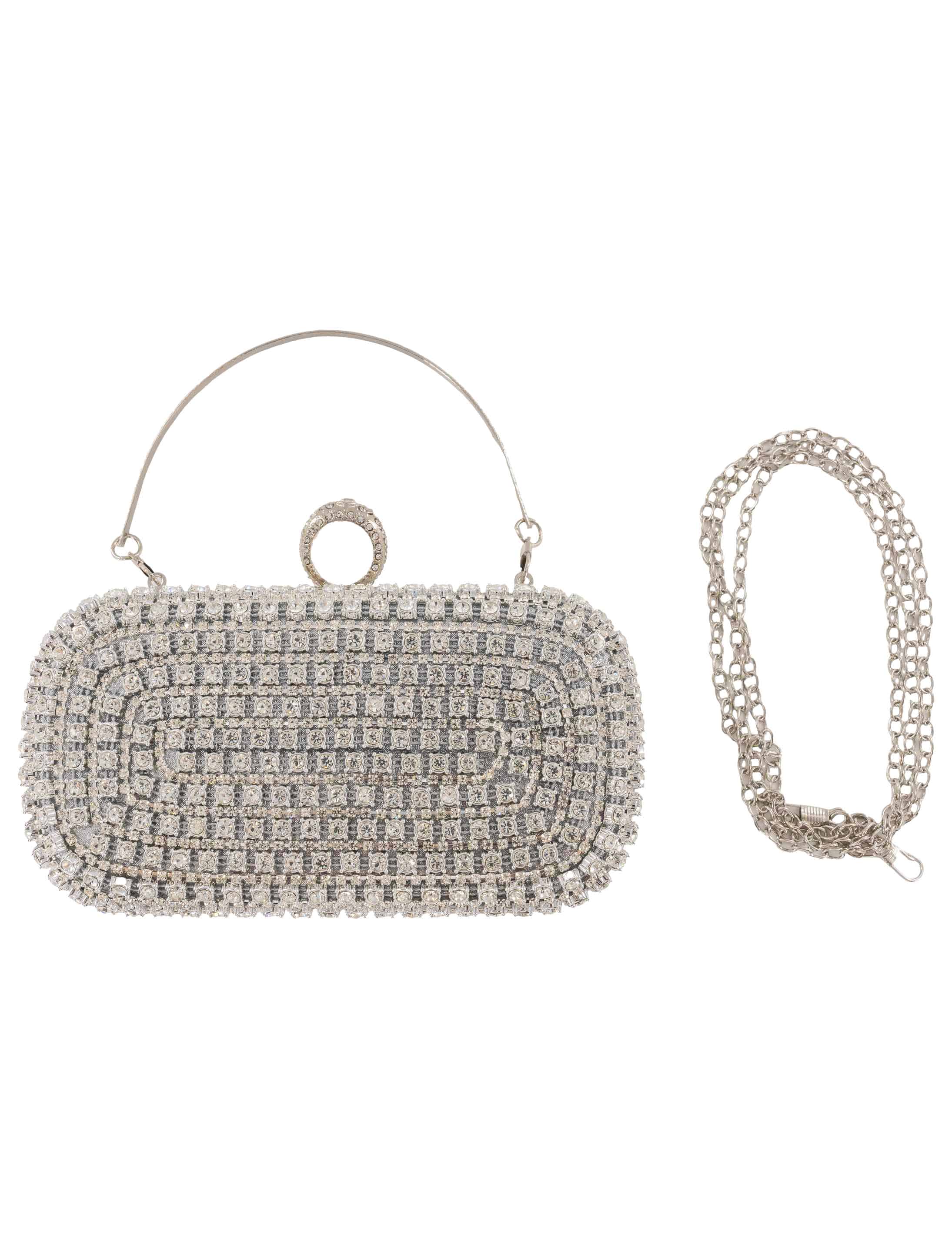 Handtasche mit Strasssteinen Damen silber