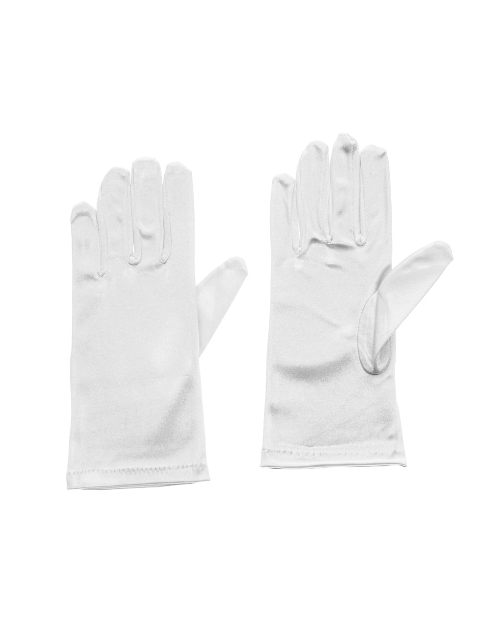 Handschuhe kurz Satin 20cm Damen weiß one size