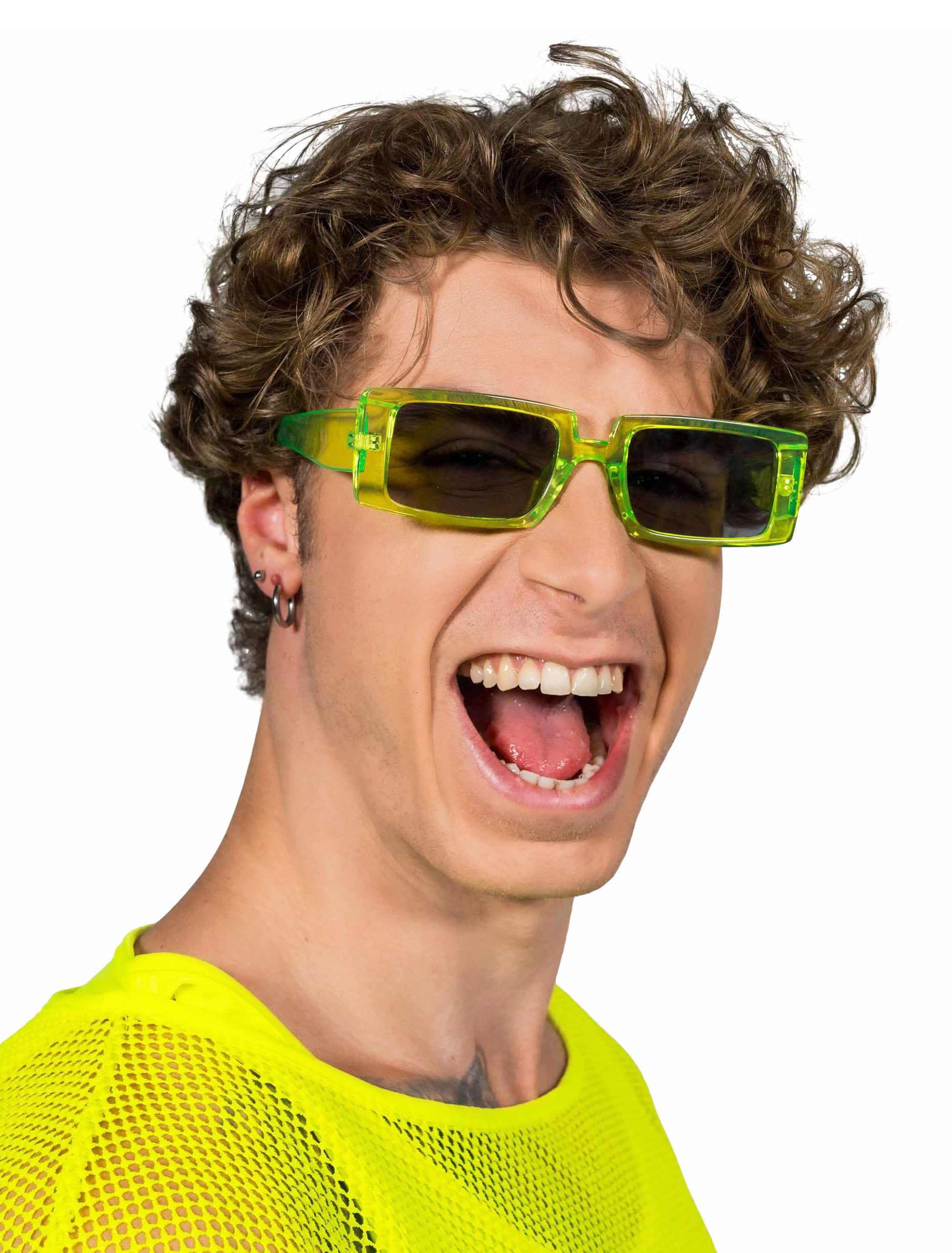 Brille Rechteck neongrün