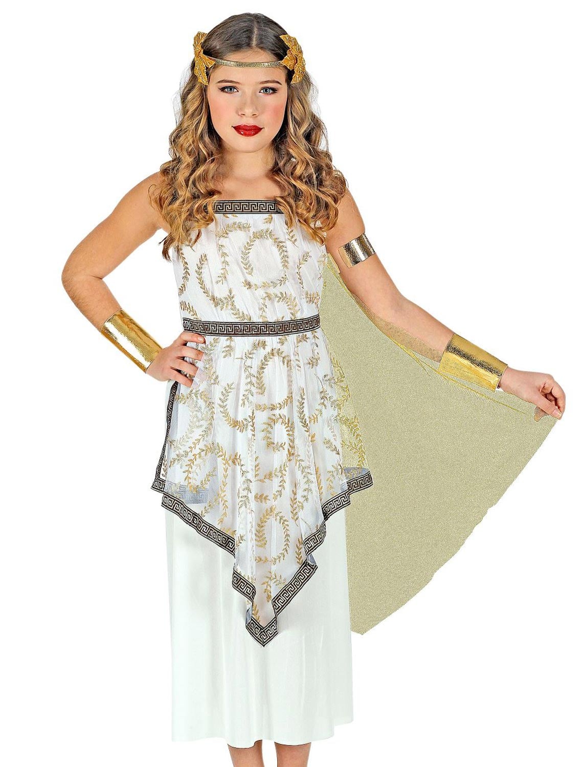 Kleid Griechische Göttin 3-tlg. Kinder weiß/gold 128