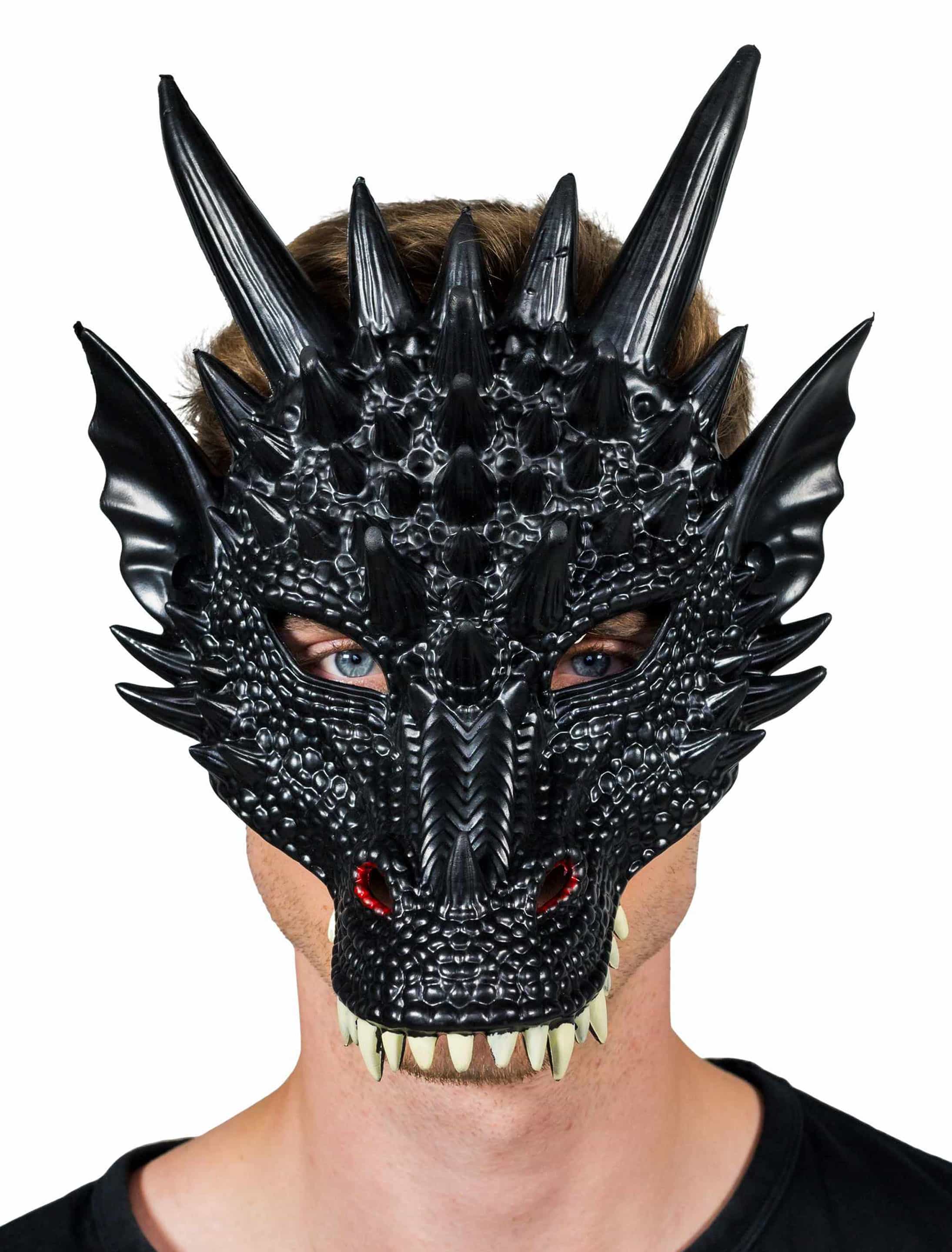 Maske Drache schwarz