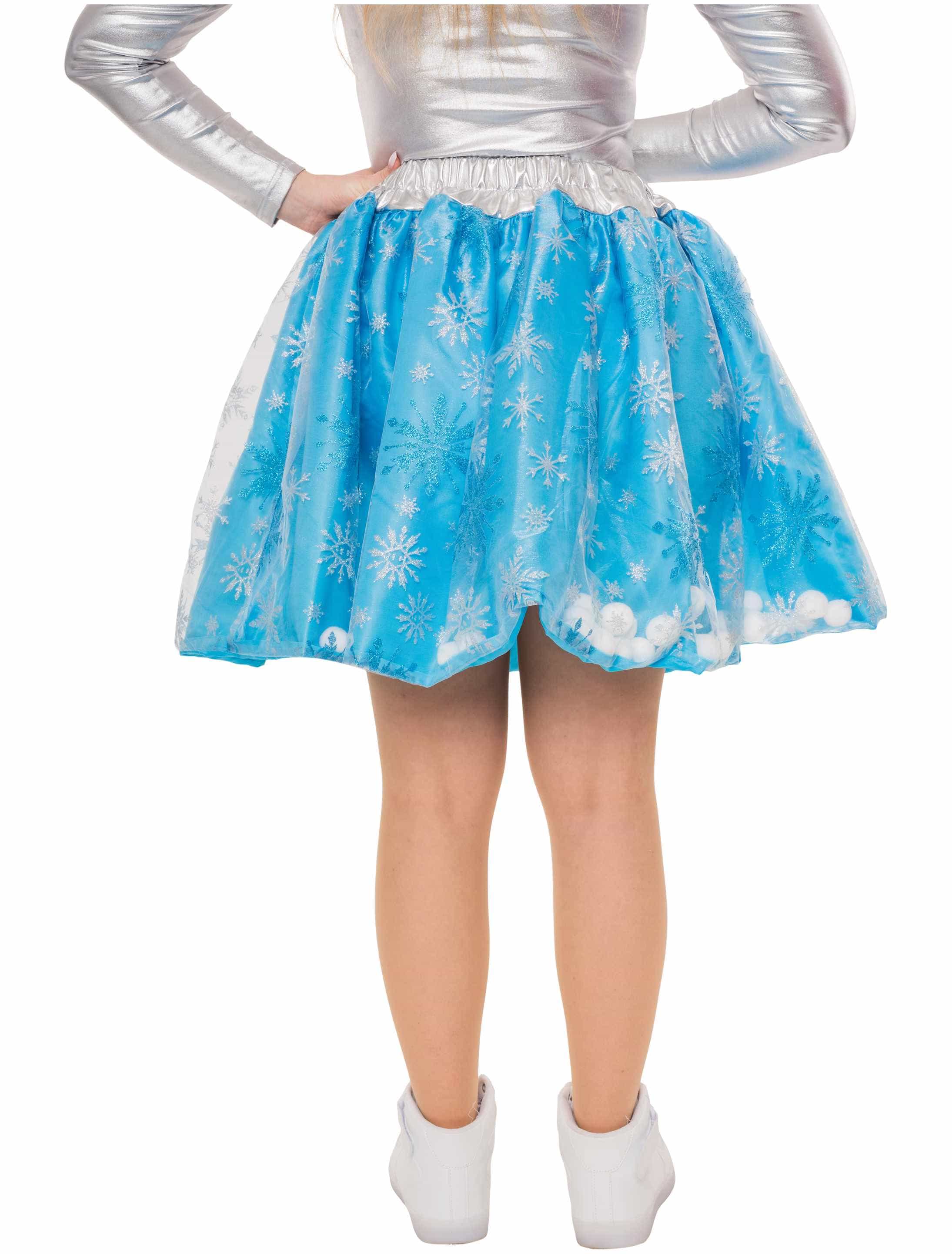 Petticoat blau mit Schneeflocken Damen weiß/blau one size