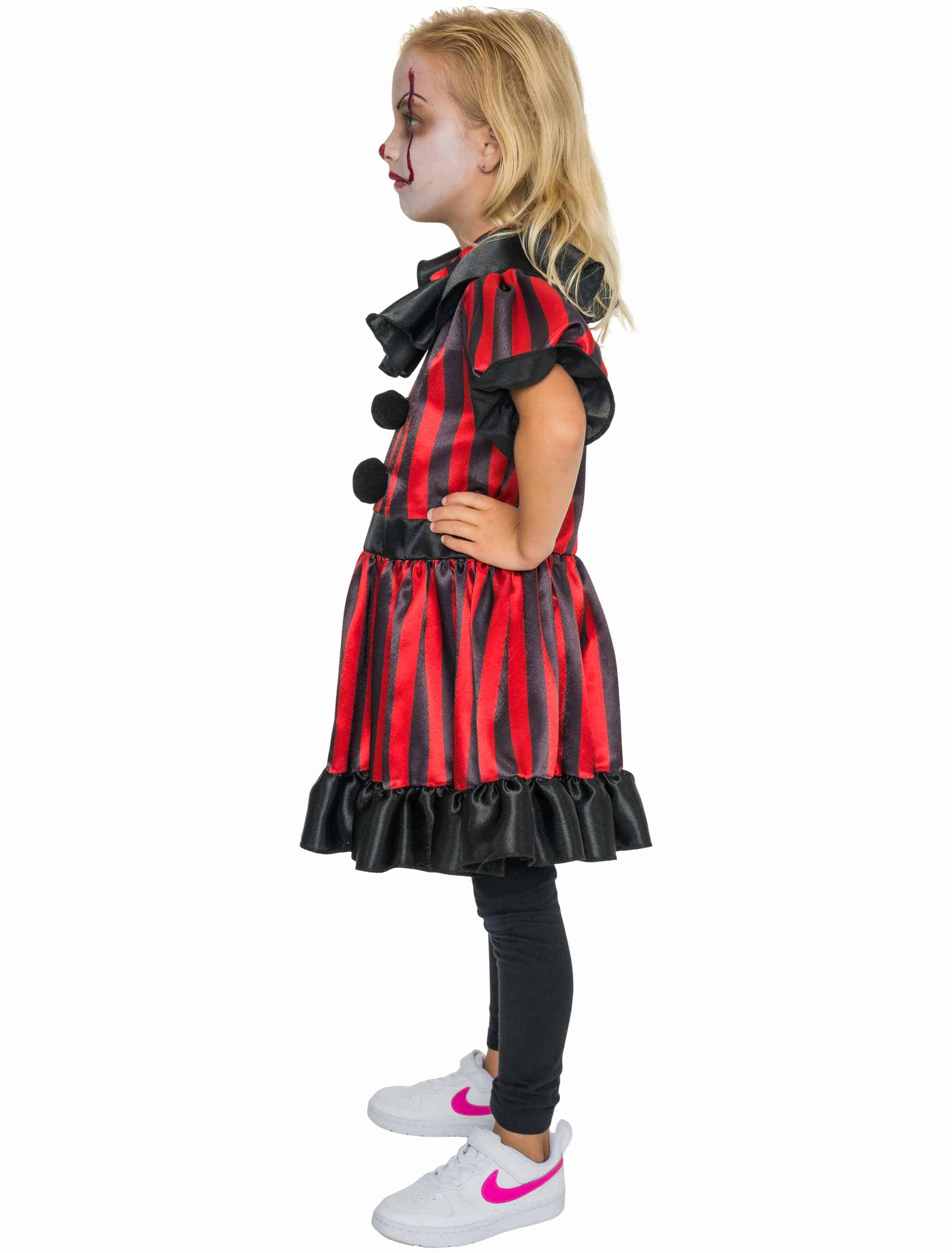 Kleid Gruselclown Kinder rot/schwarz 116