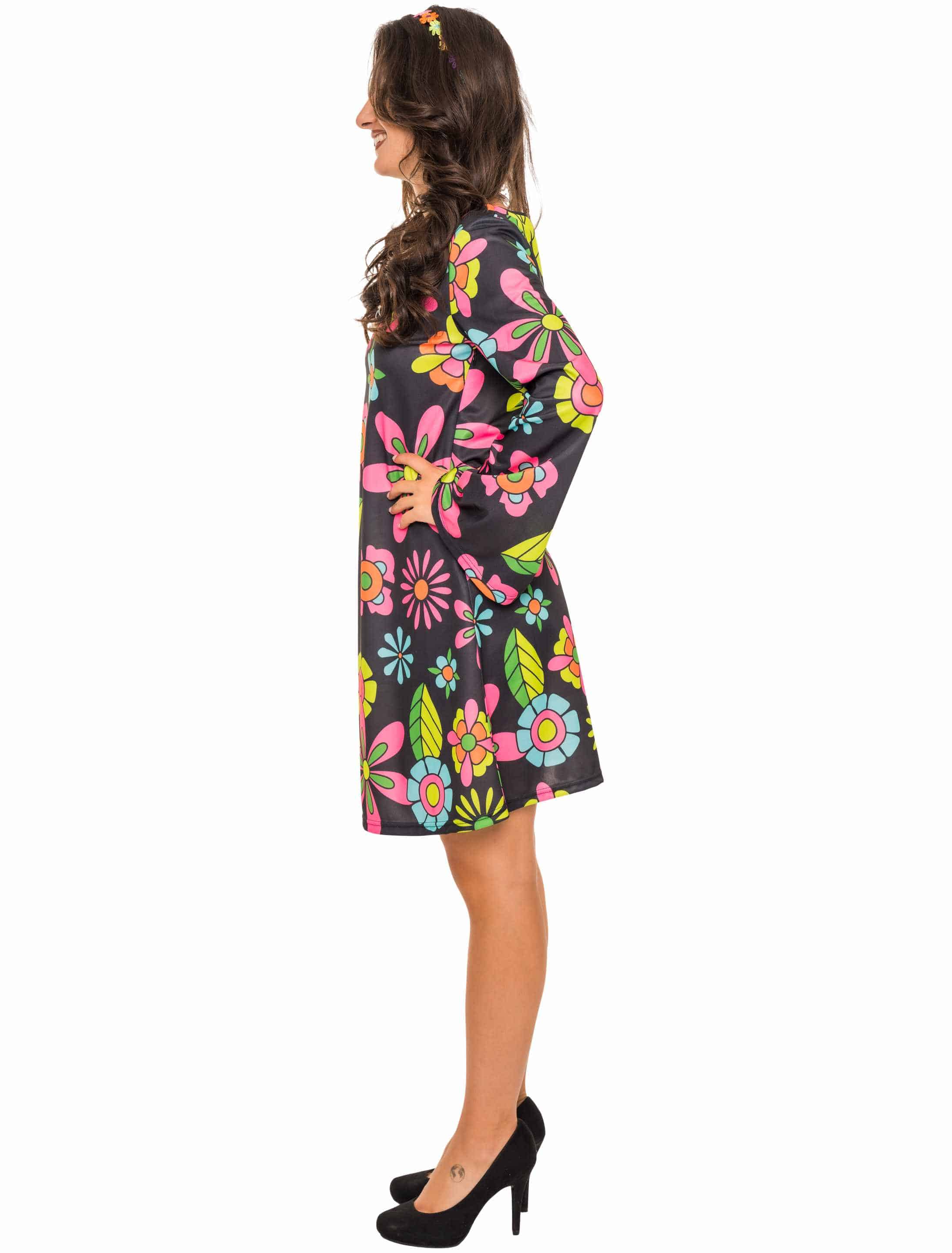 Kleid Flower Power Damen bunt S