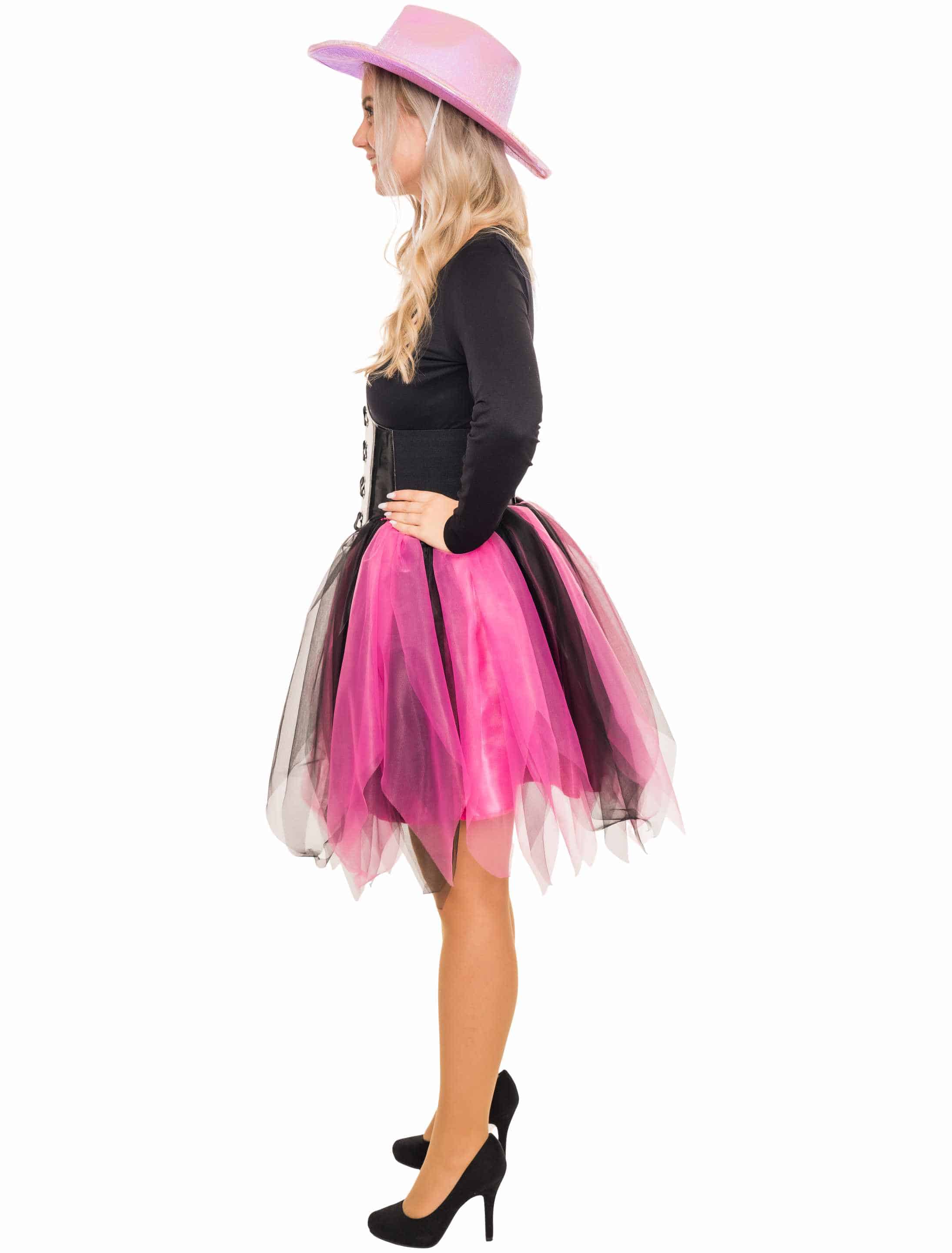 Tüllrock Damen schwarz/pink one size