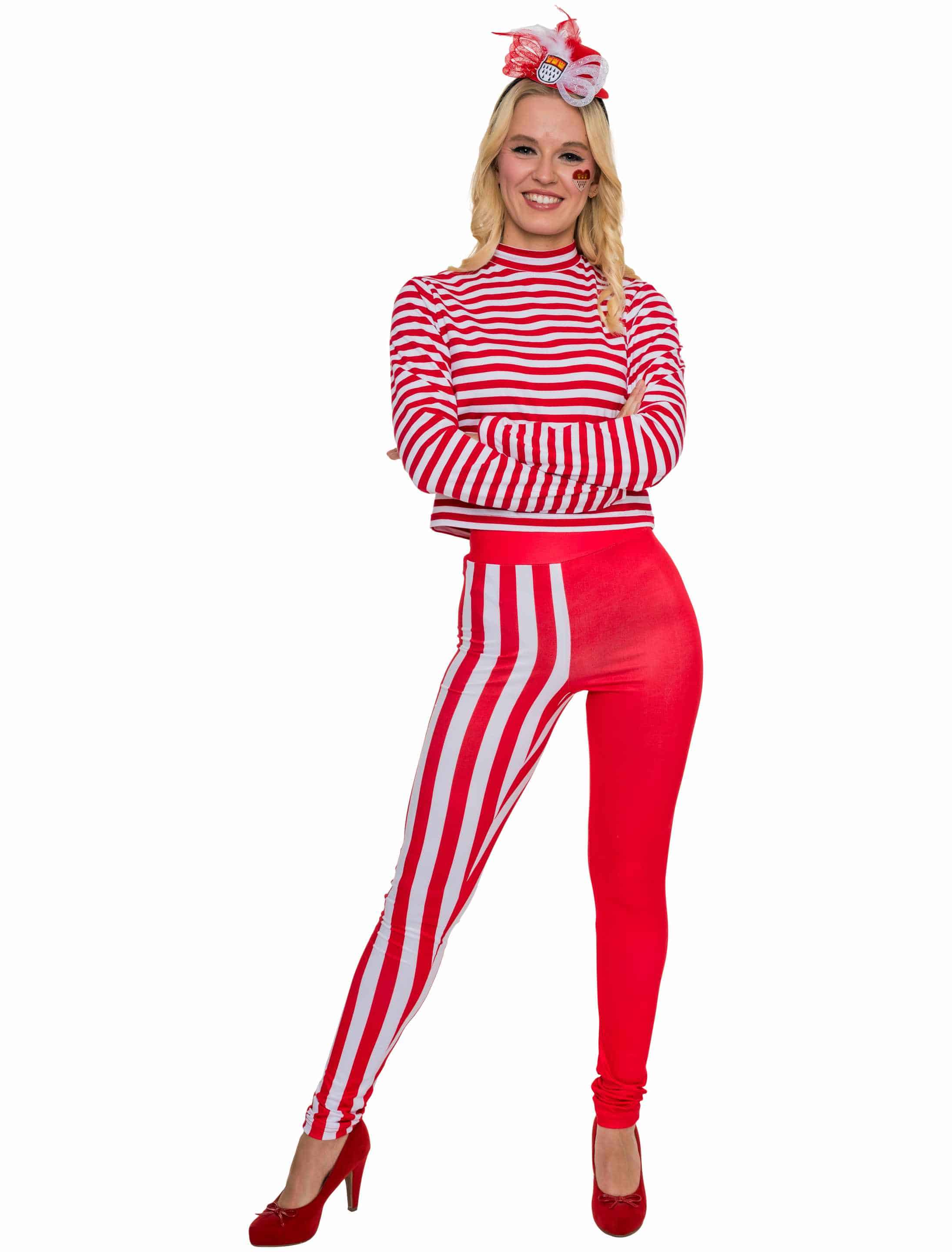 Leggings Damen rot/weiß L/XL