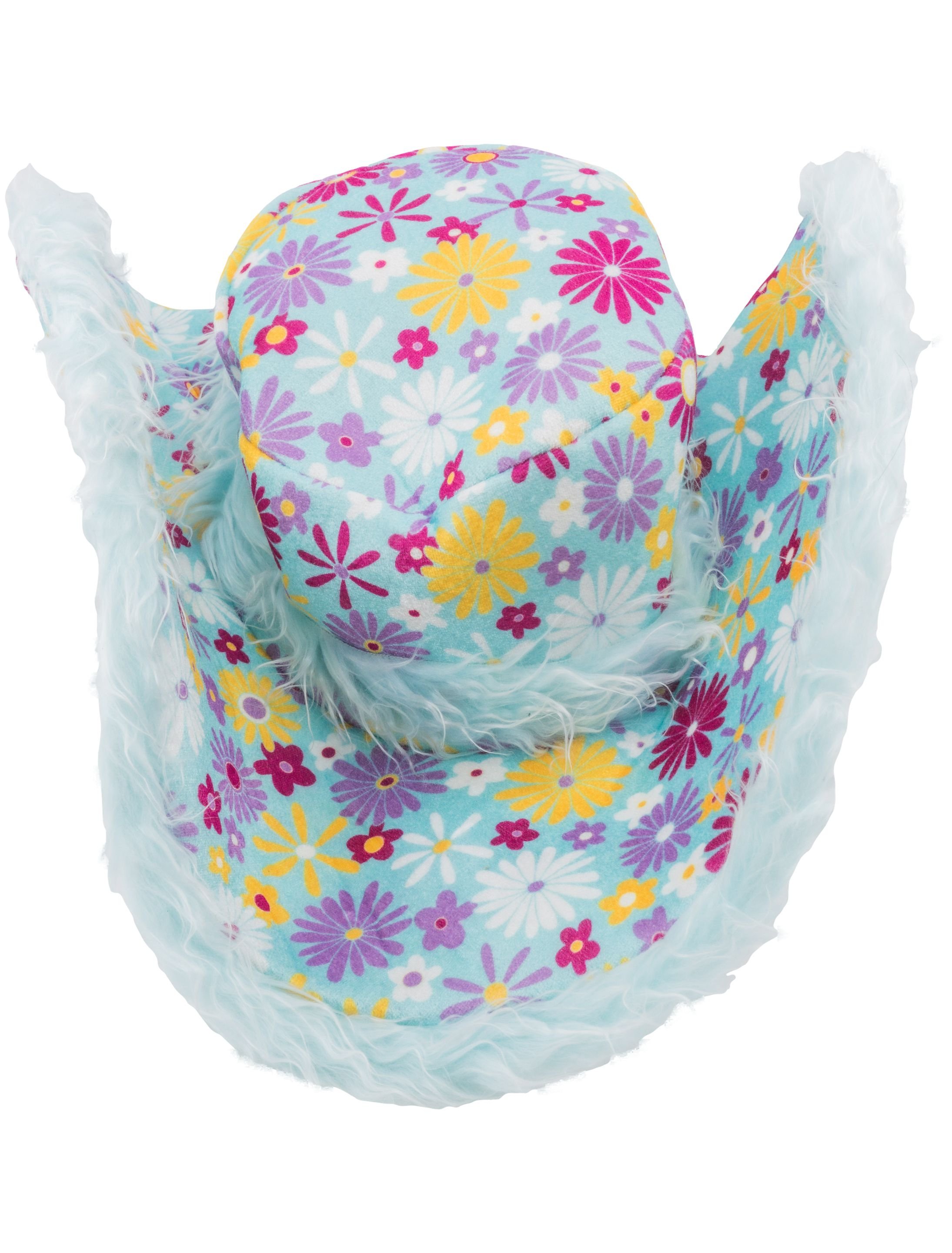 Hut Hippie Blumen blau one size