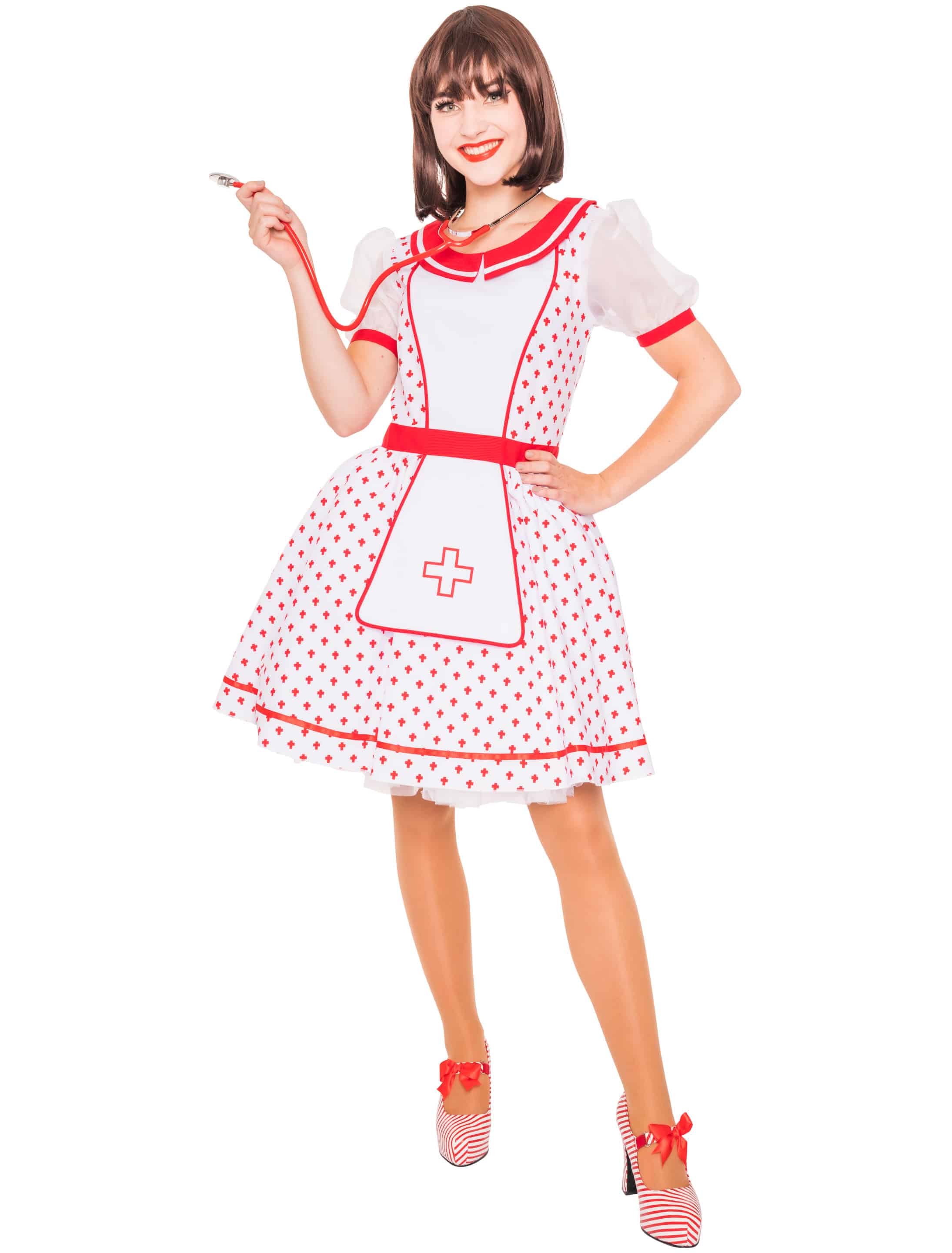 Kleid Krankenschwester mit Kreuz rot/weiß XL