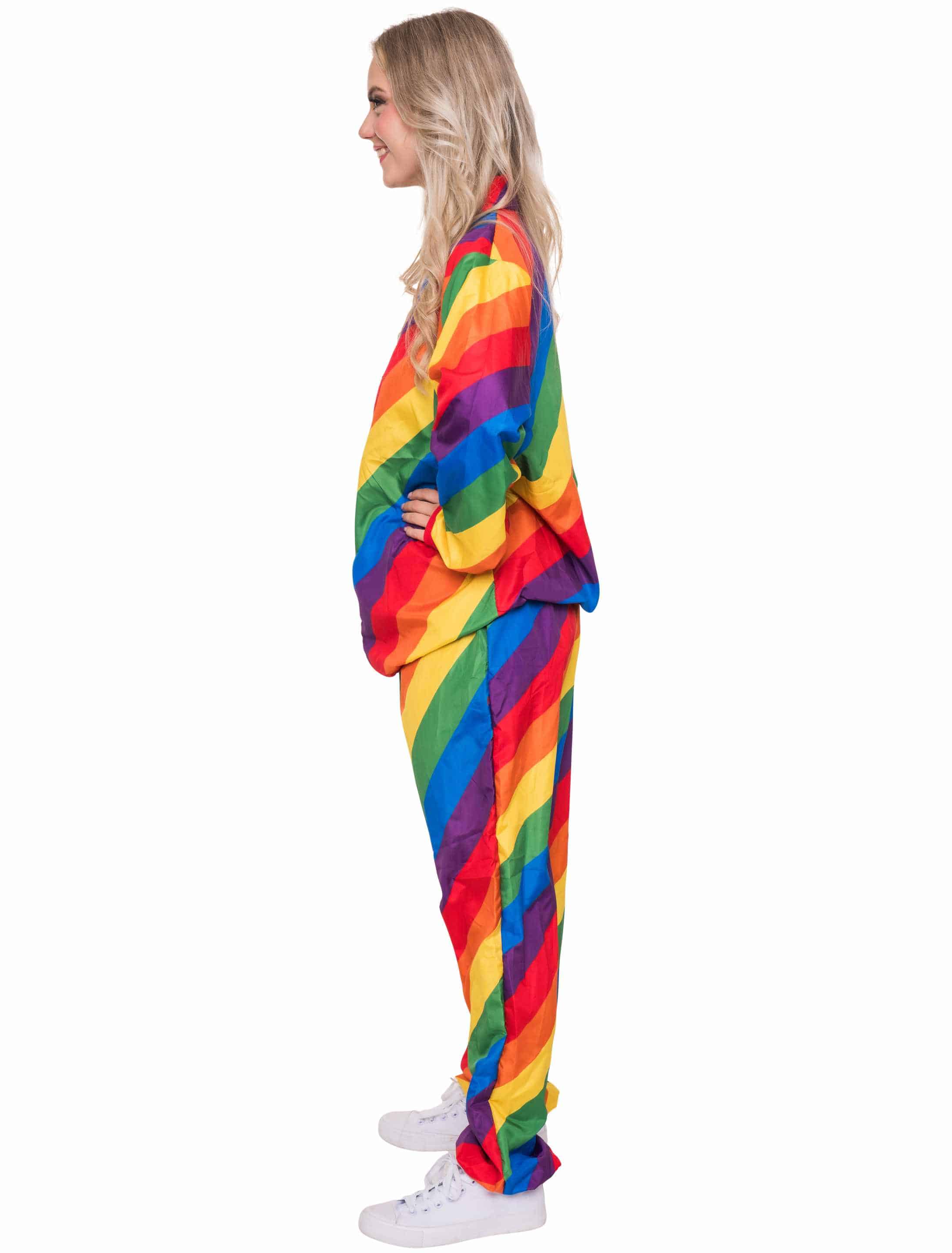 Jogginganzug 2-tlg. Gestreift Damen rainbow S/M