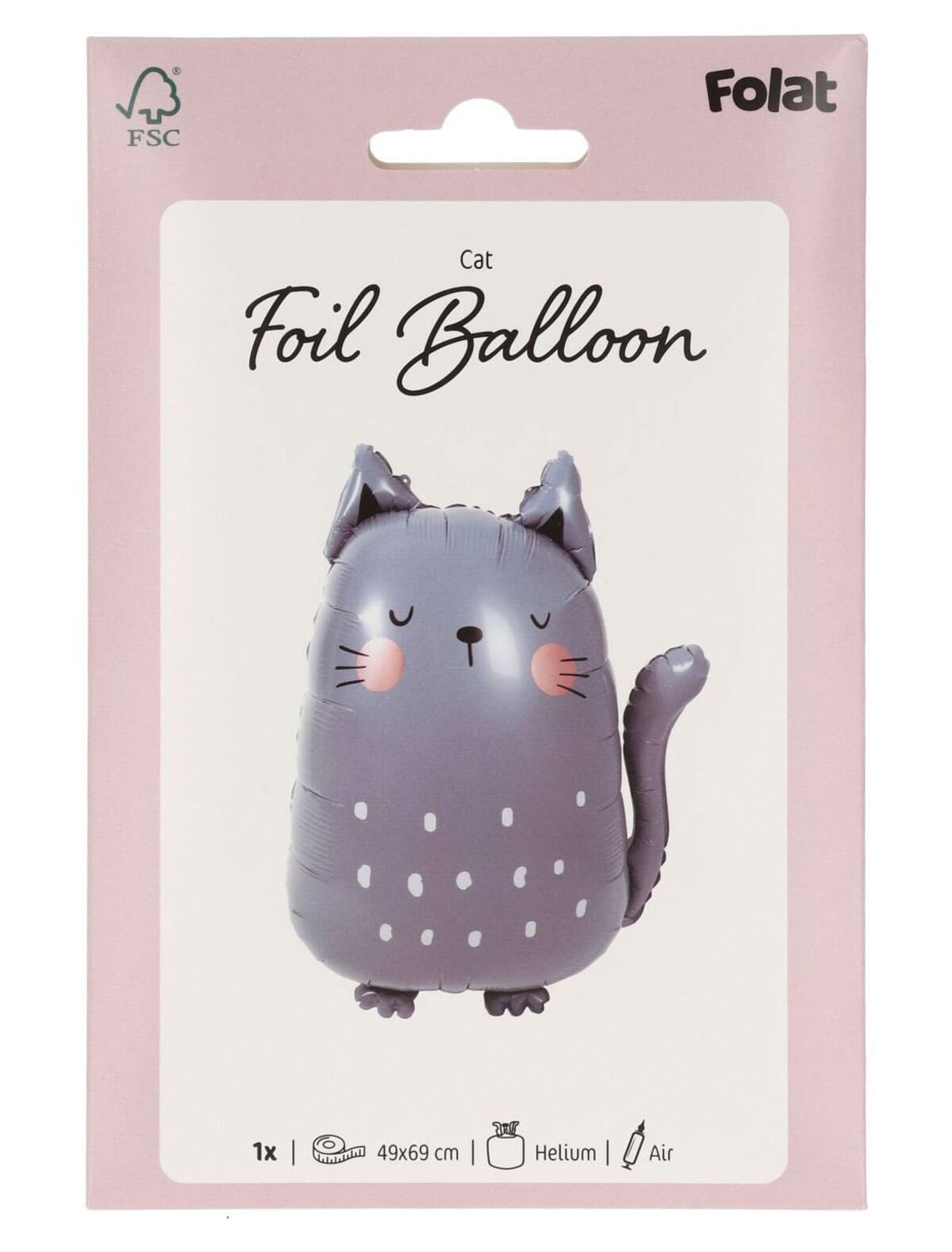 Folienballon Katze L 49x69cm grau