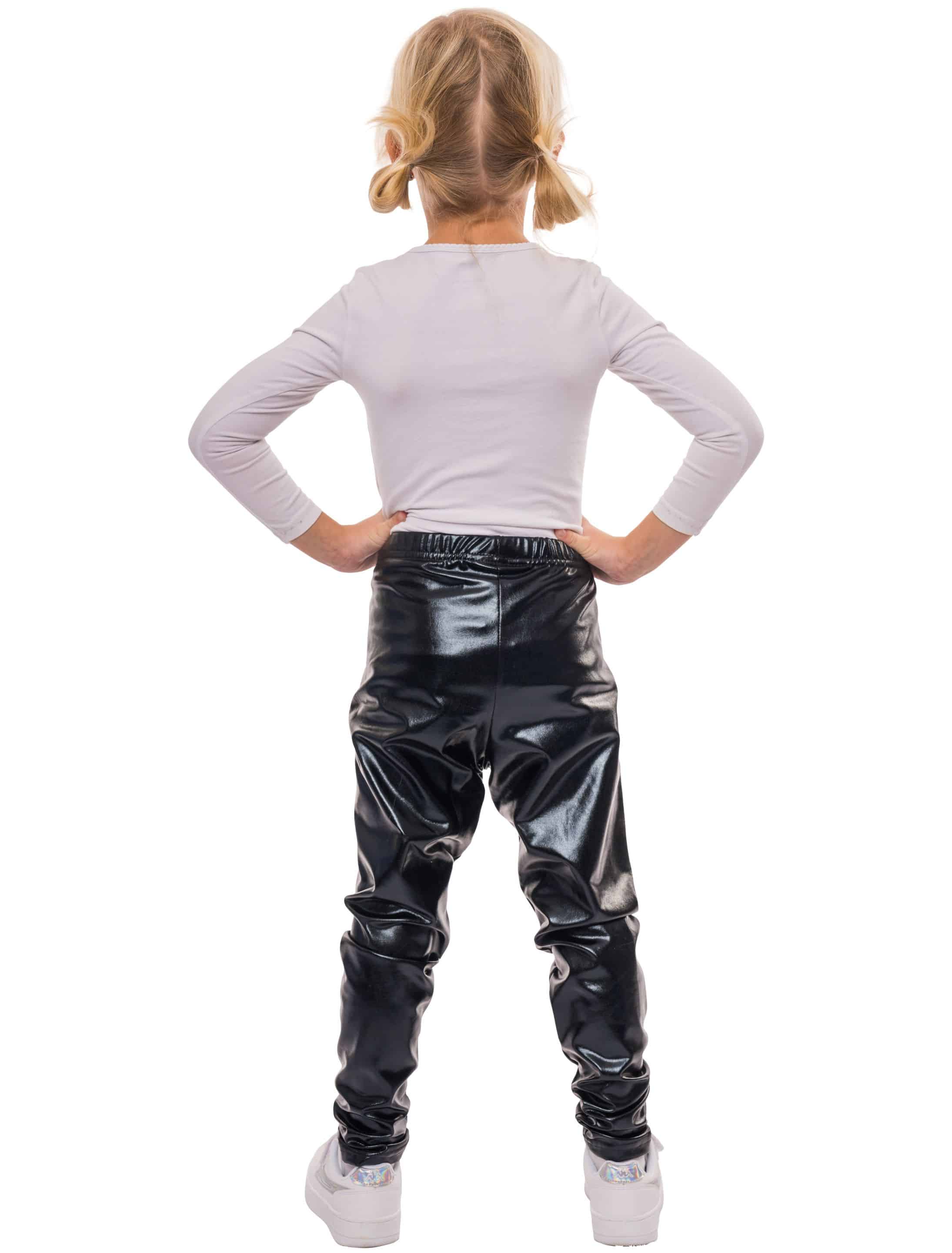 Leggings Kinder metallic Mädchen schwarz 152-164