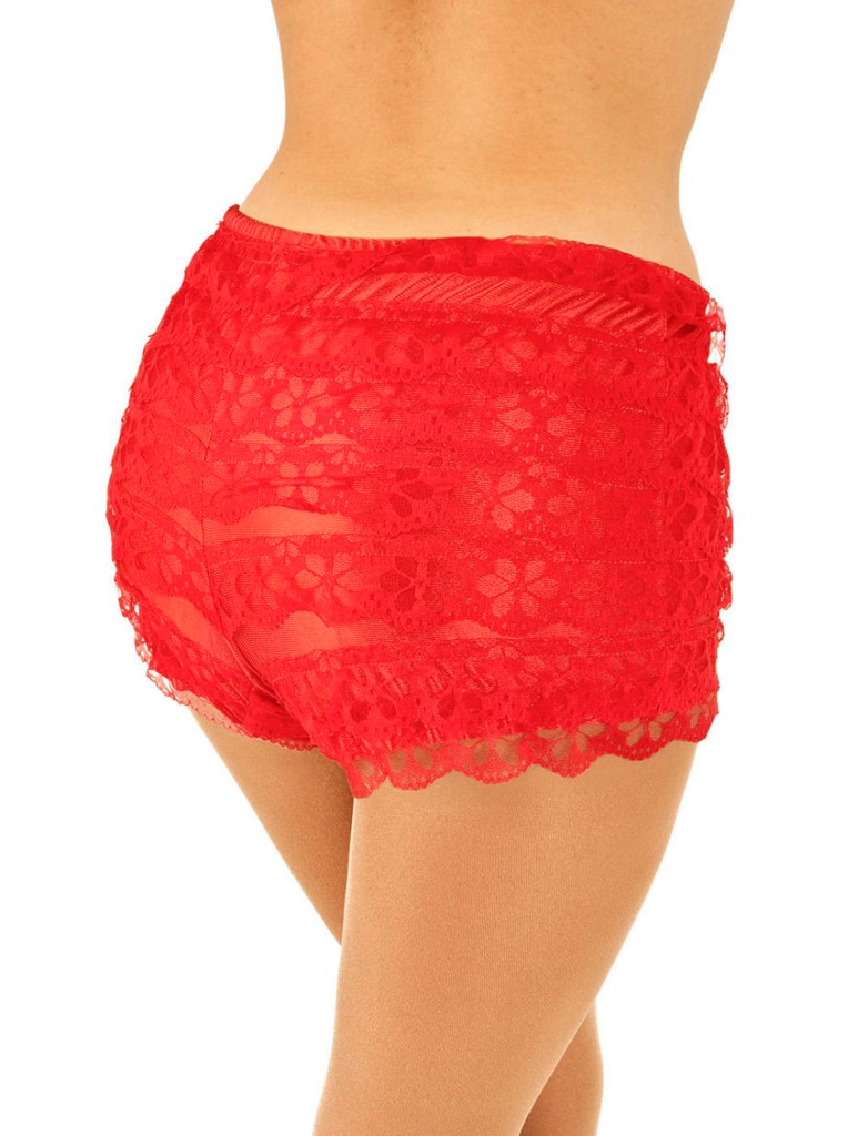 Spitzenhose Damen rot 36