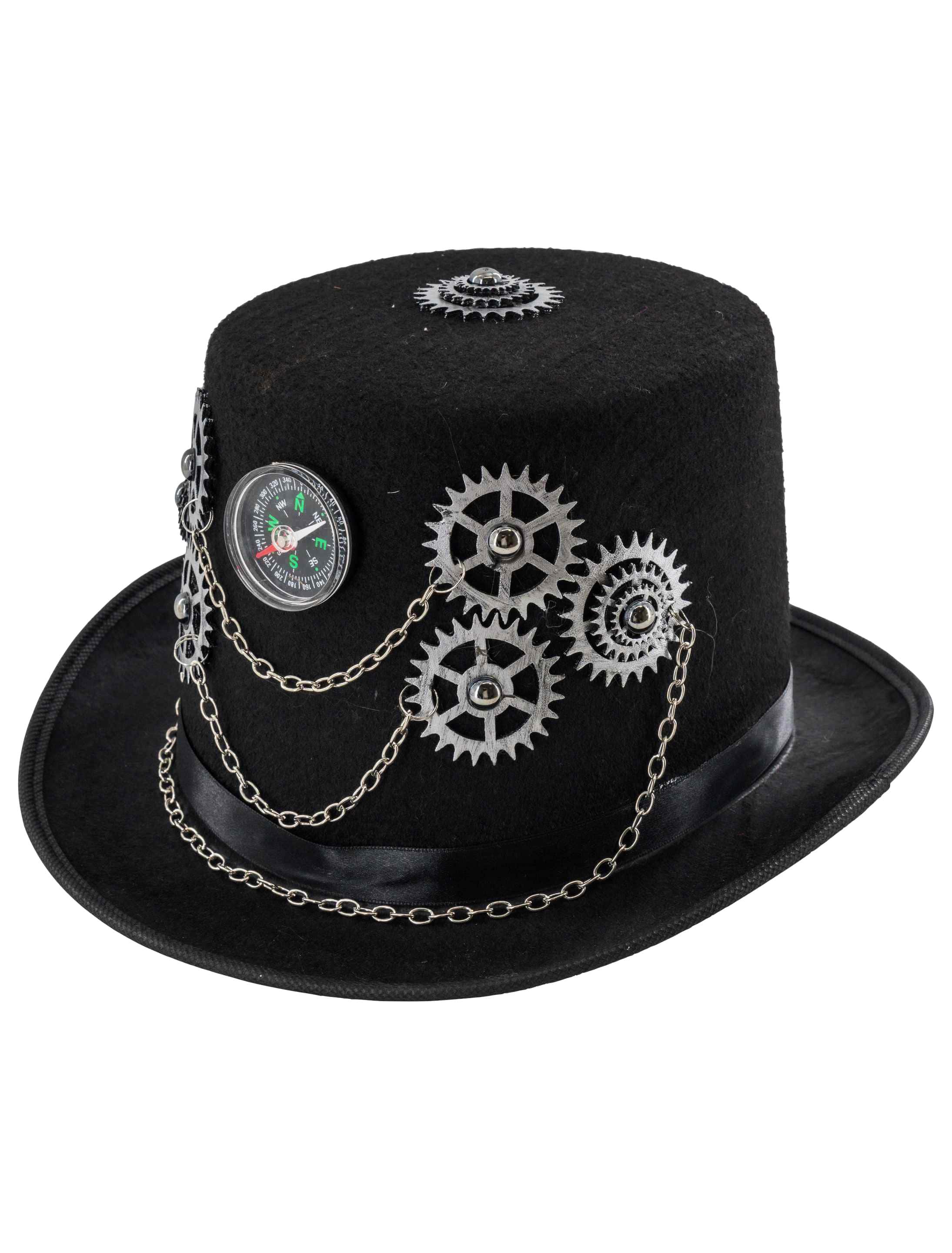 Zylinder Steampunk mit Zahnrädern schwarz one size