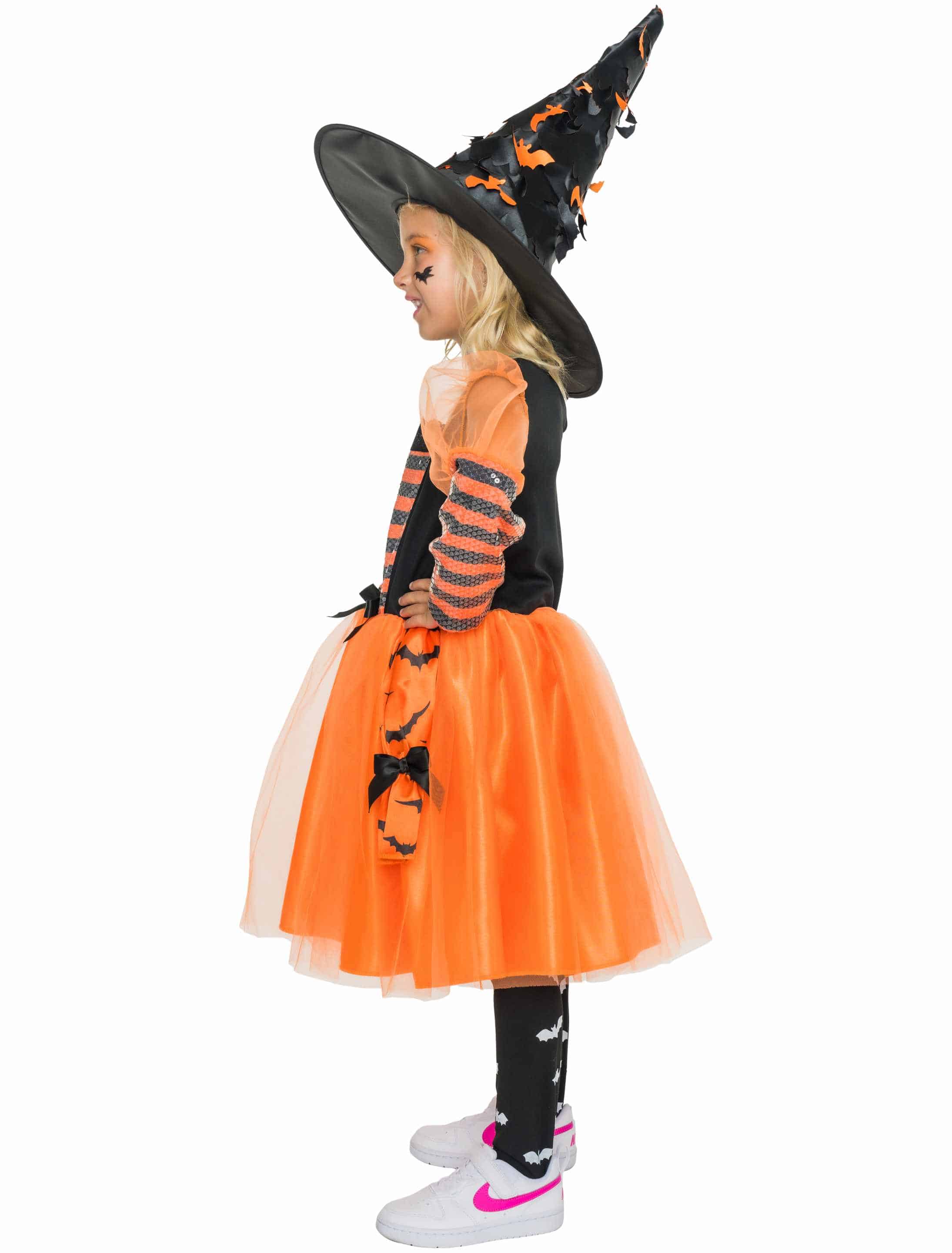 Kleid Hexe Kinder schwarz/orange 152