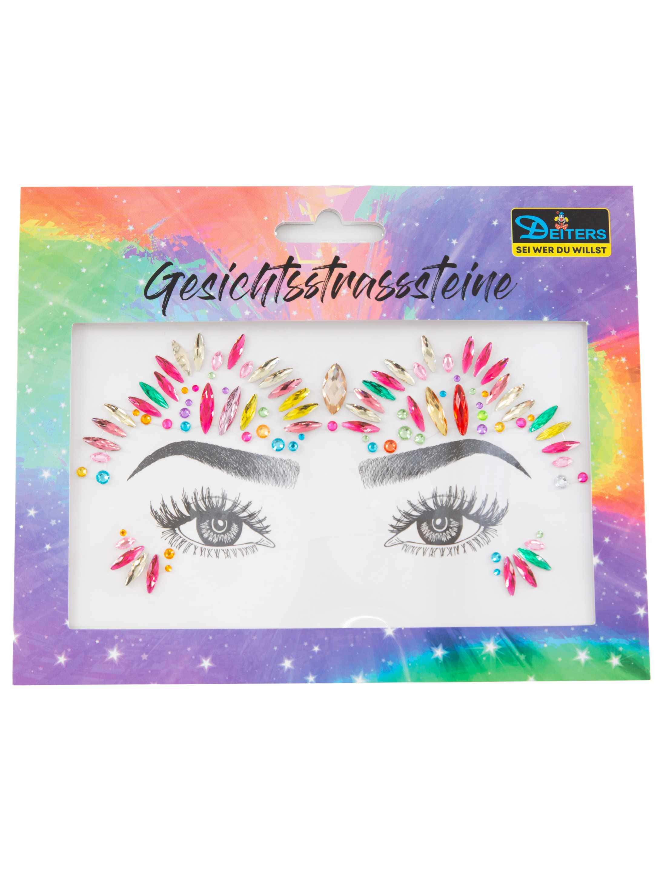 Gesichtsstrasssteine Partygirl bunt