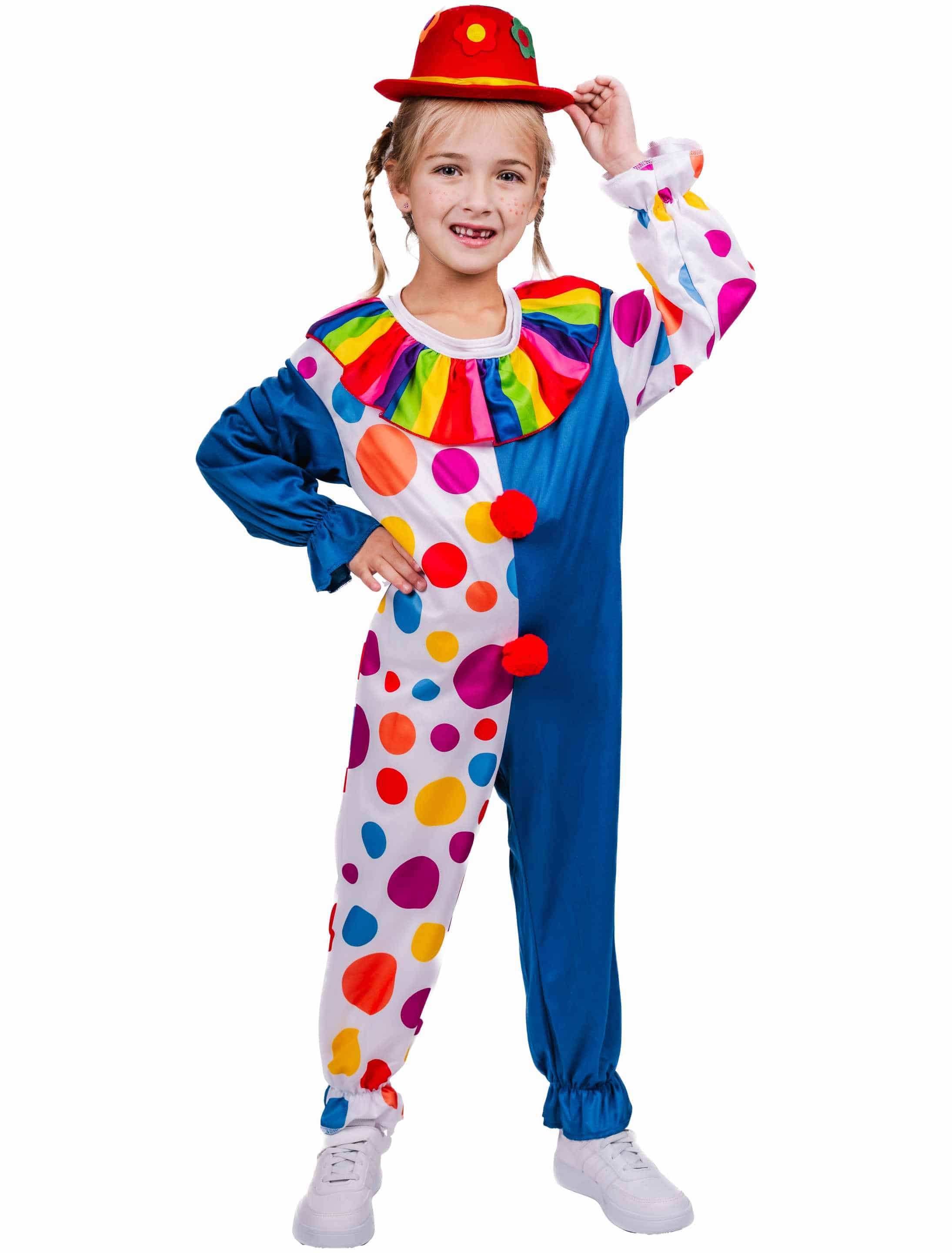 Jumpsuit Clown mit Halskrause Kinder bunt 128