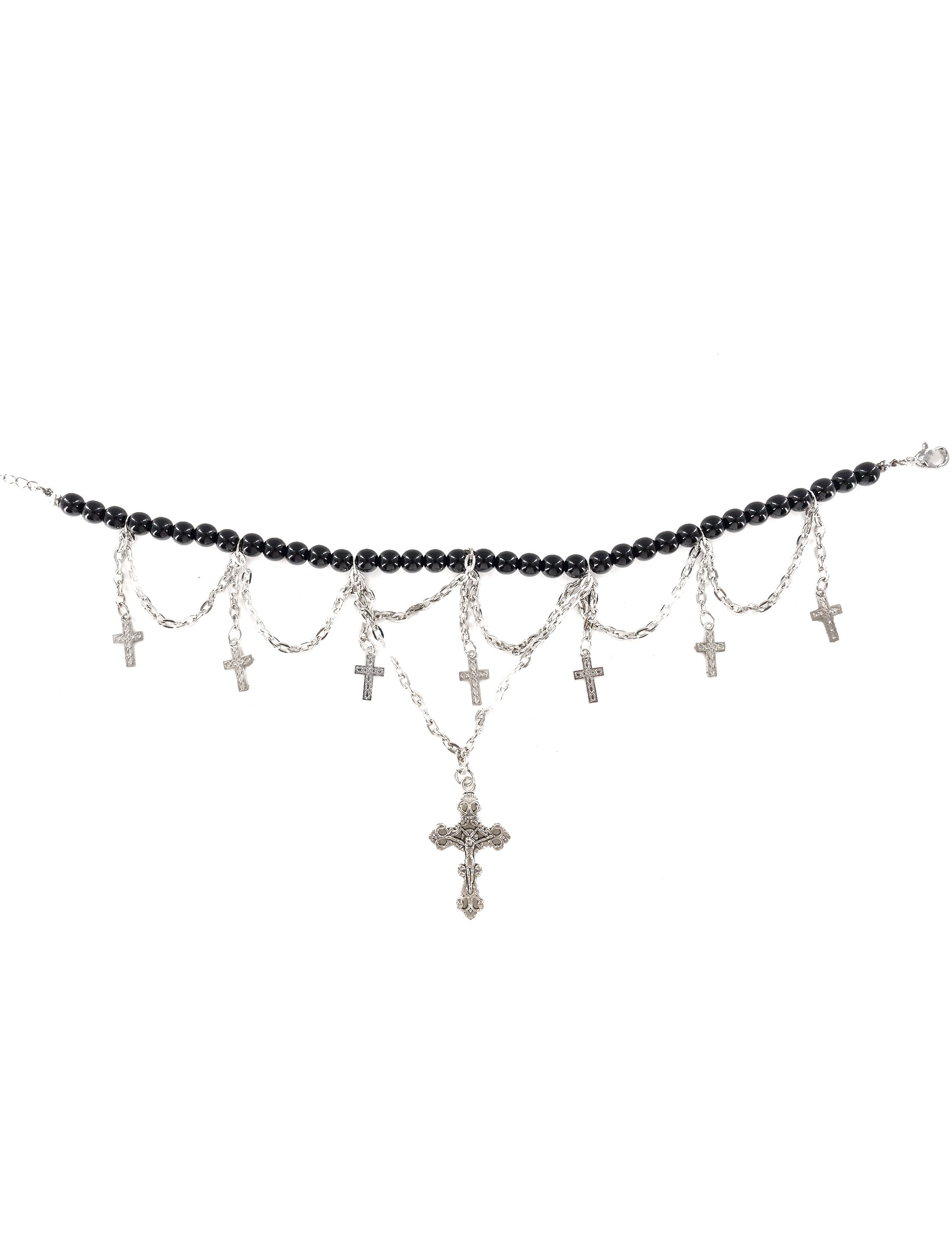 Halsband mit Kreuzen Damen schwarz/silber