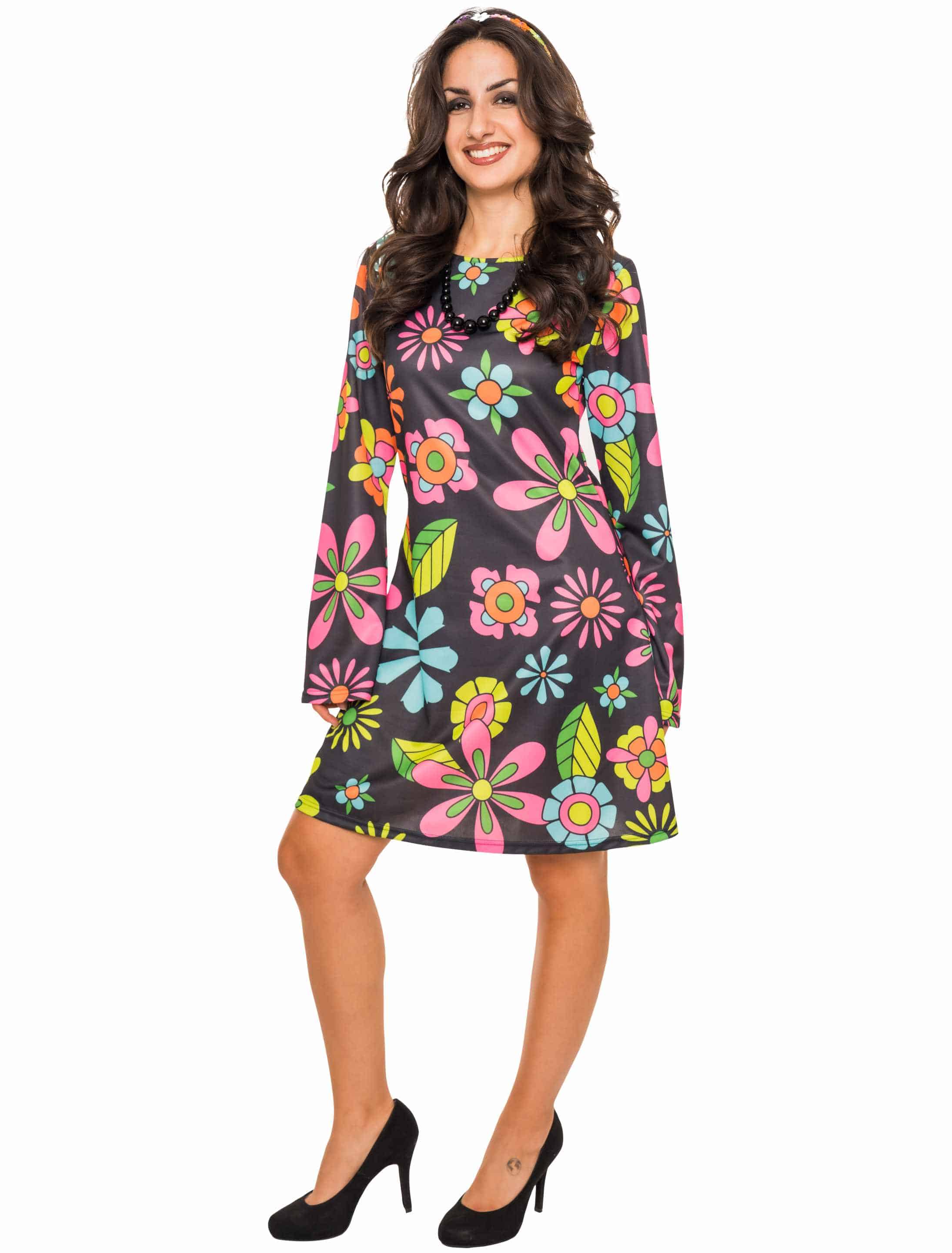 Kleid Flower Power Damen bunt S